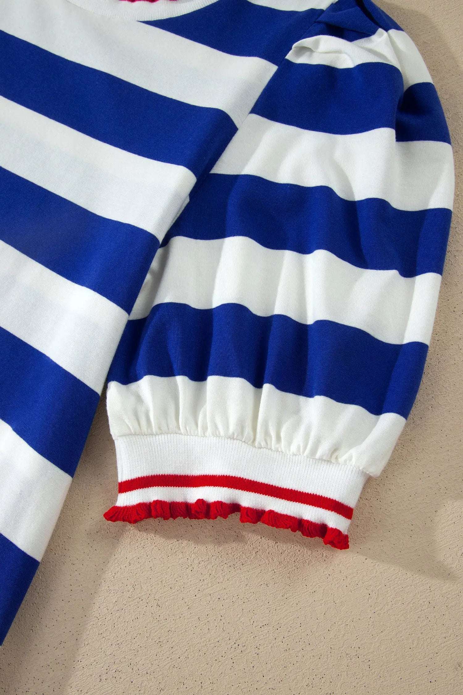 Dear-Lover Dropshipping Coastal Confidence | Striped Round Neck Puff Sleeve Mini Dress With Contrast Trim - Dresses Dresses/Mini Dresses