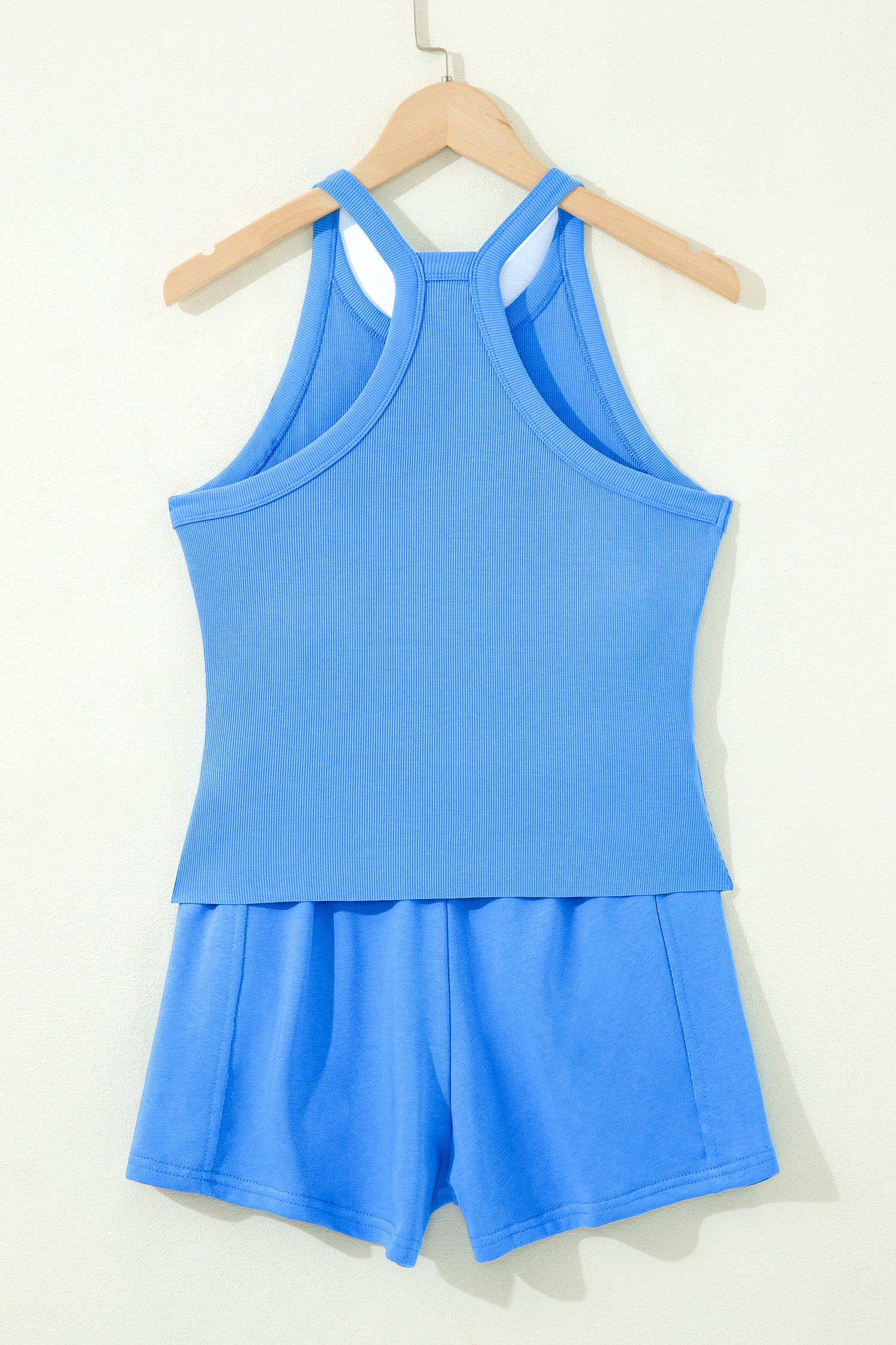 Ribbed Tank Top Shorts Set | Elastic High-Waist Outfit