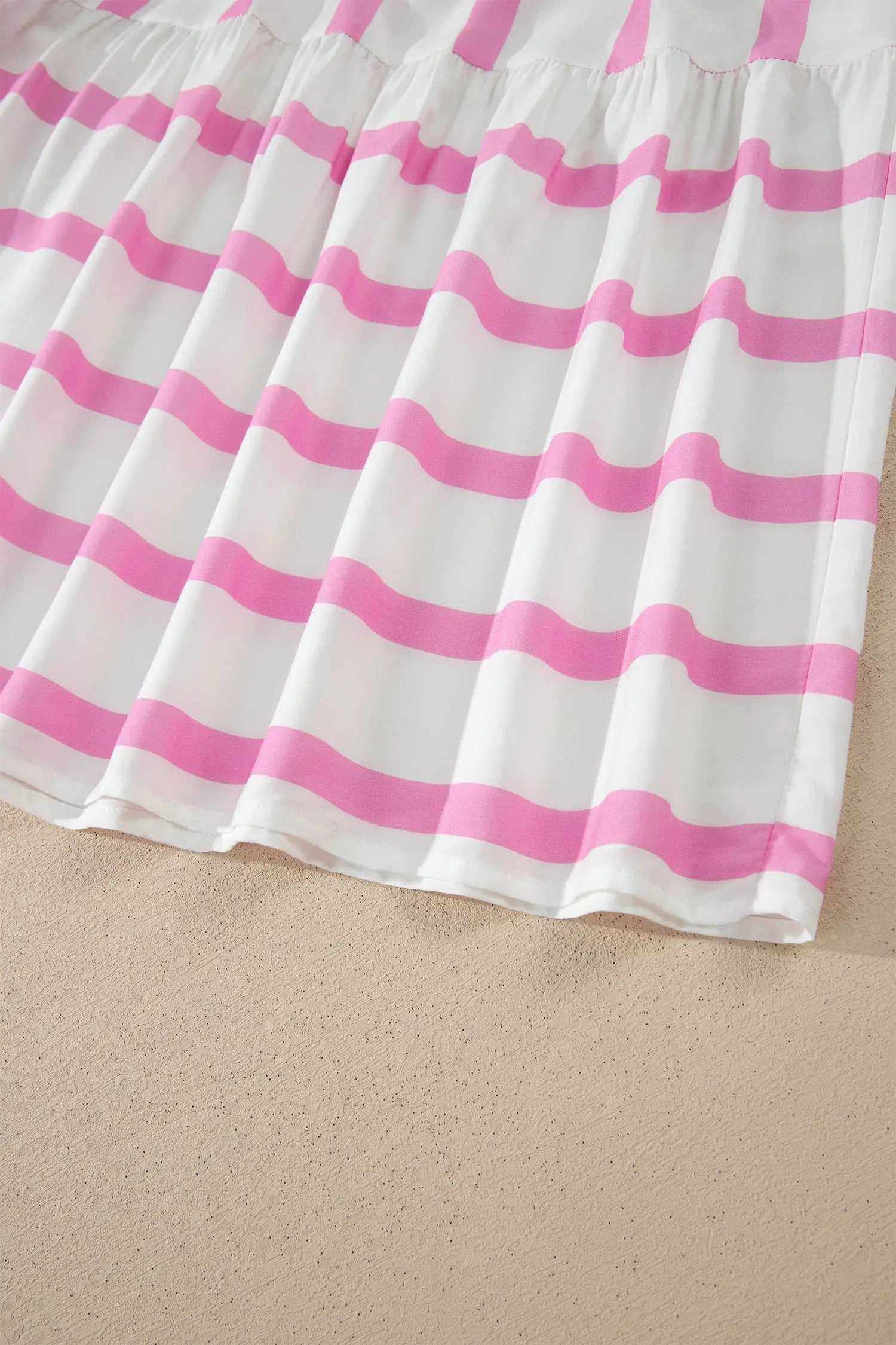 Stripe Ricrac Trim Maxi Dress with notched neck and half sleeves