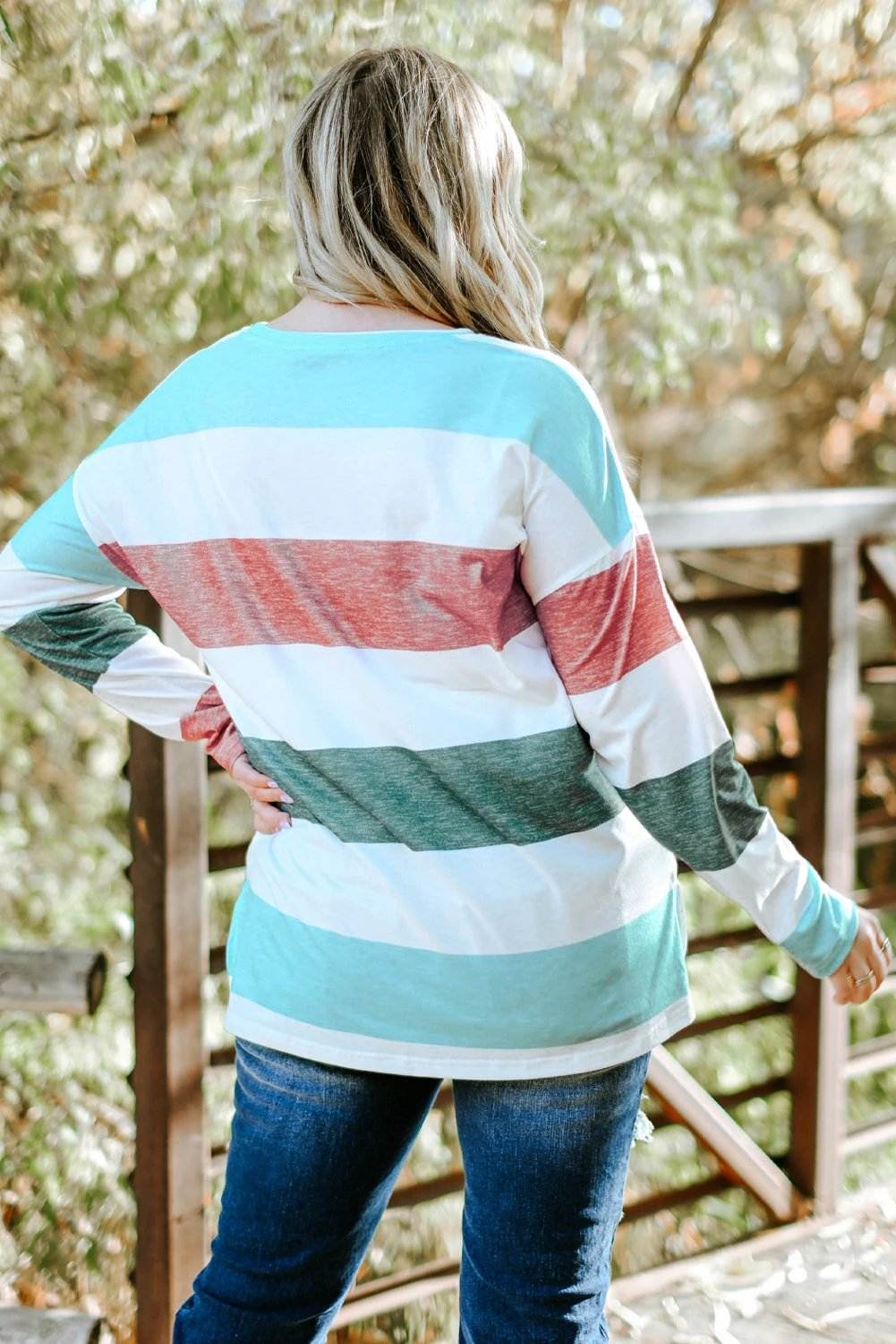 green plus size colorblock pullover top for women casual everyday outfit