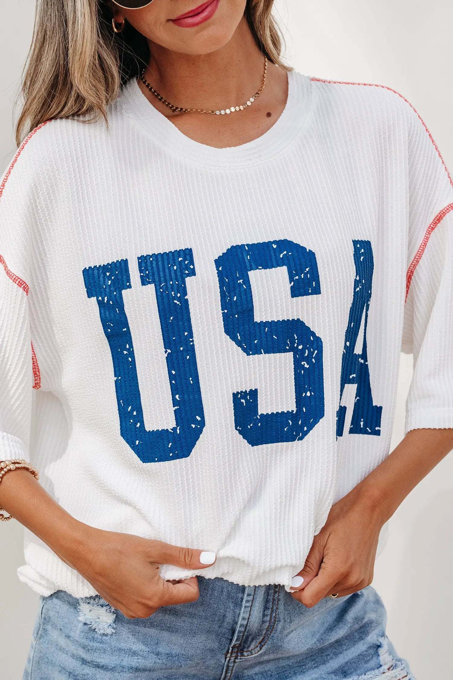 Oversized USA Graphic Ribbed Tee