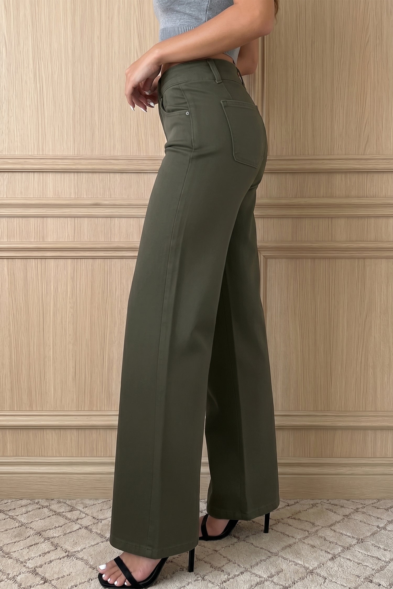 Boss Mom Energy | 2-Button High Waist Flared Wide-Leg Jeans