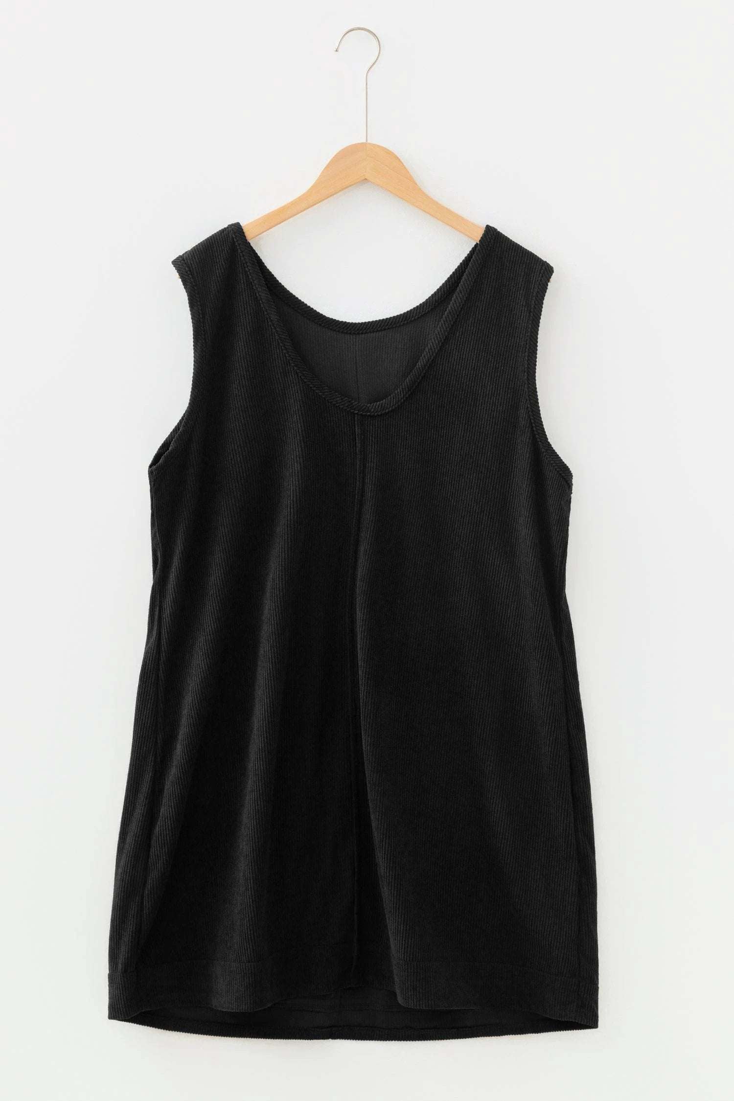 Plus size corduroy sleeveless mini dress with patch pockets for a Main Character Moment look