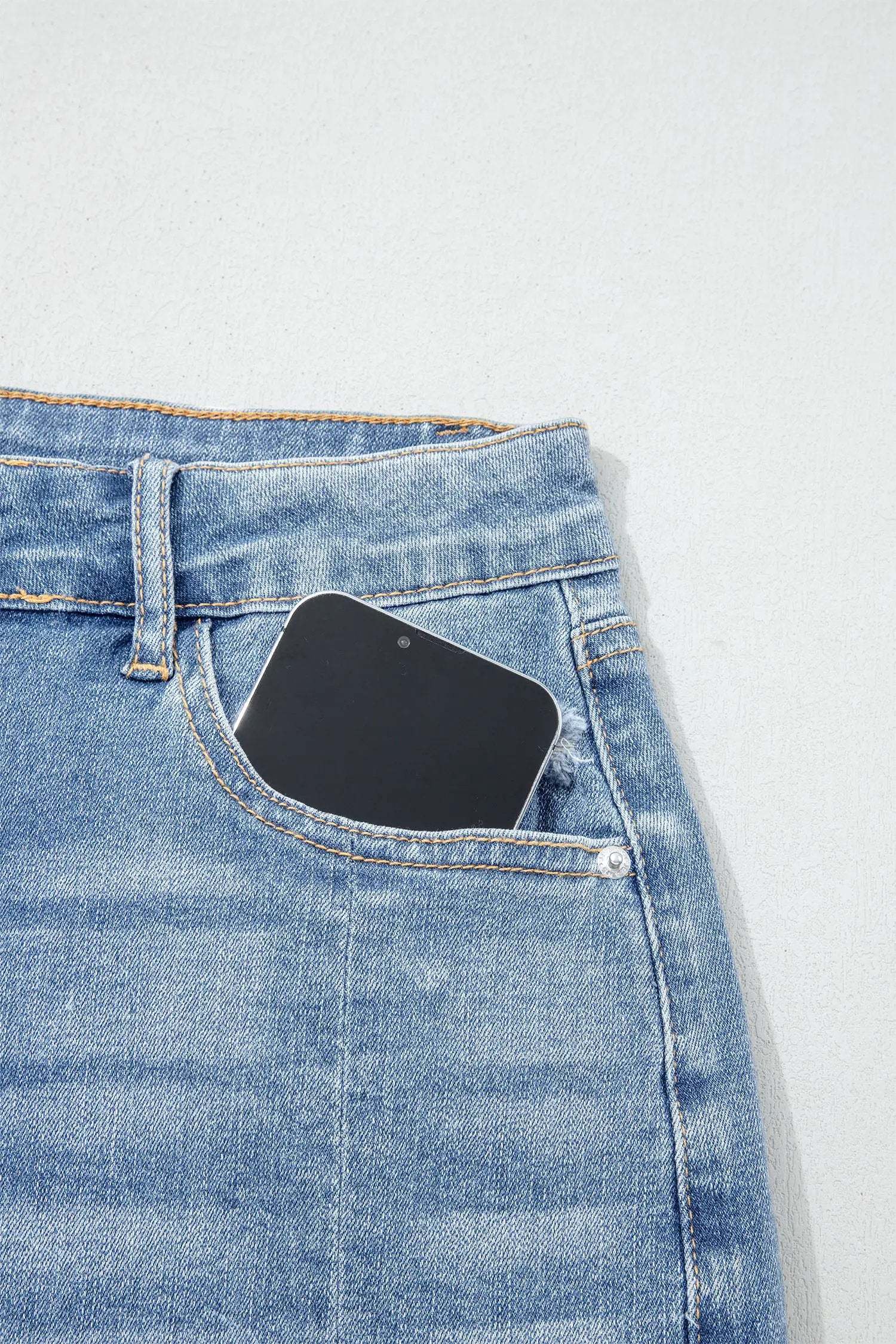 Dear-Lover Dropshipping Beau Blue Acid Wash Raw Hem Denim Shorts - Denim Shorts Bottoms/Denim Shorts