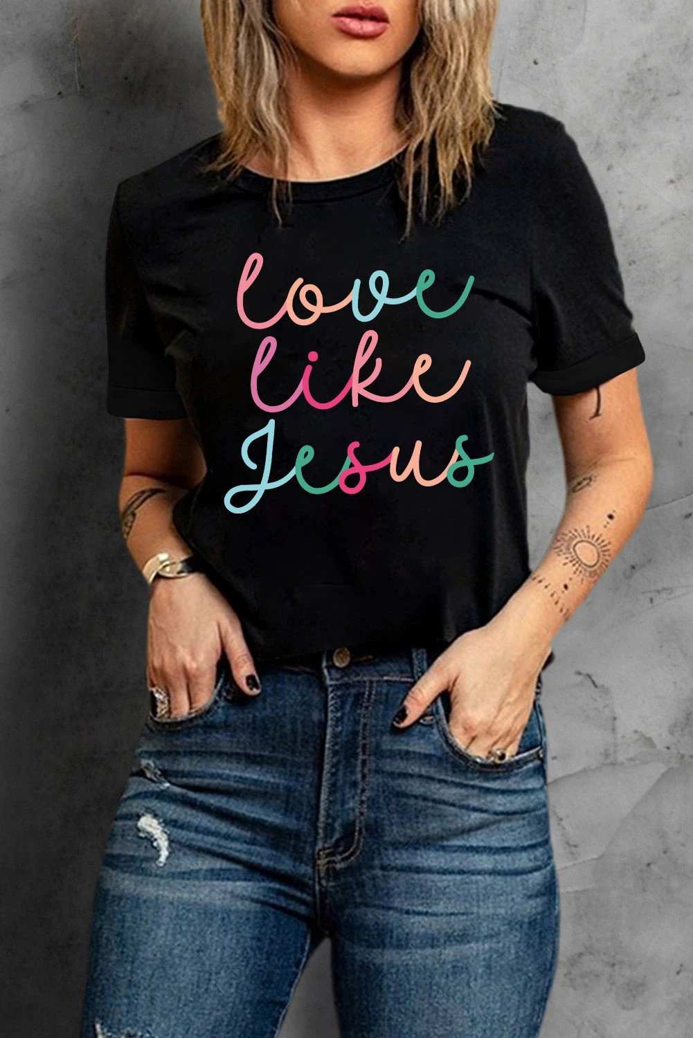 Love Like Jesus Graphic Tee crew neck faith-inspired casual shirt