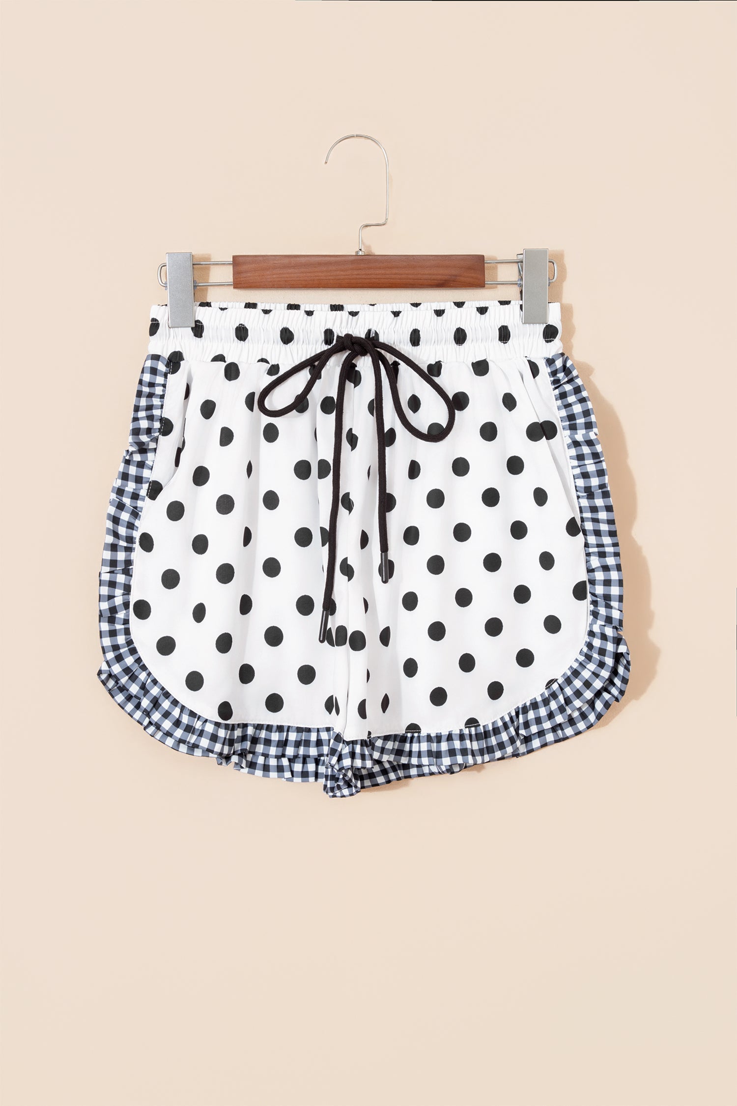 Polka Dot Contrast Ruffle Trim Shorts — women's everyday bottoms | J&H Apparel
