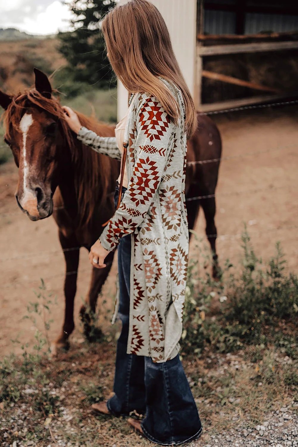  western aztec longline cardigan for women casual everyday outfit