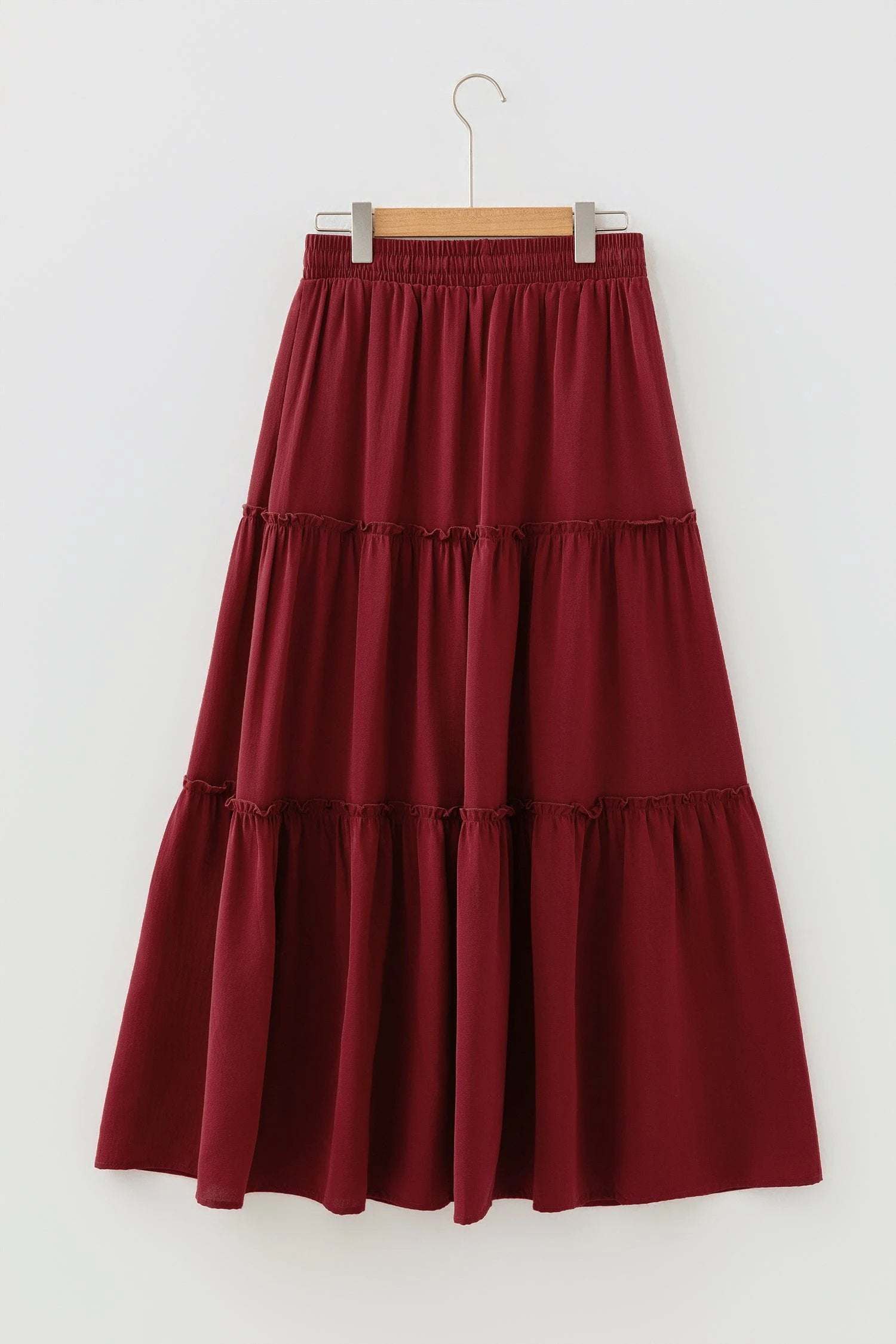  tiered flowy midi skirt for women casual everyday outfit