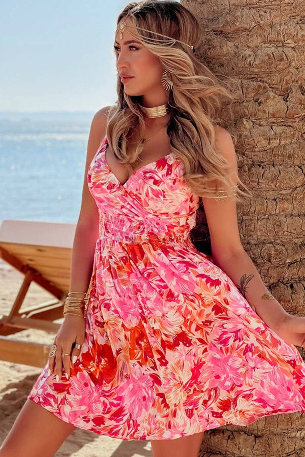 floral surplice mini dress for women casual everyday outfit