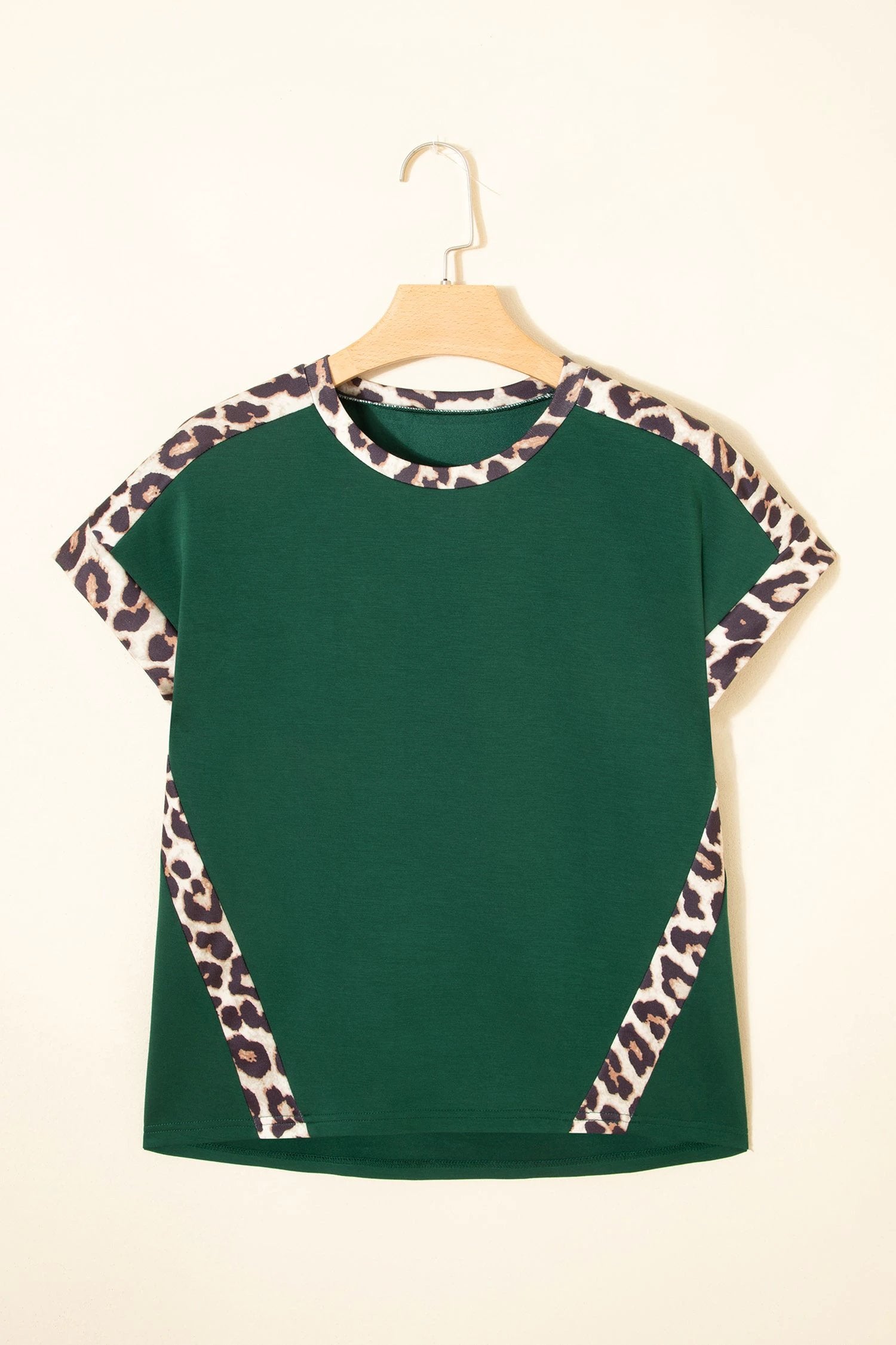 Leopard Trim Sea Green Tee