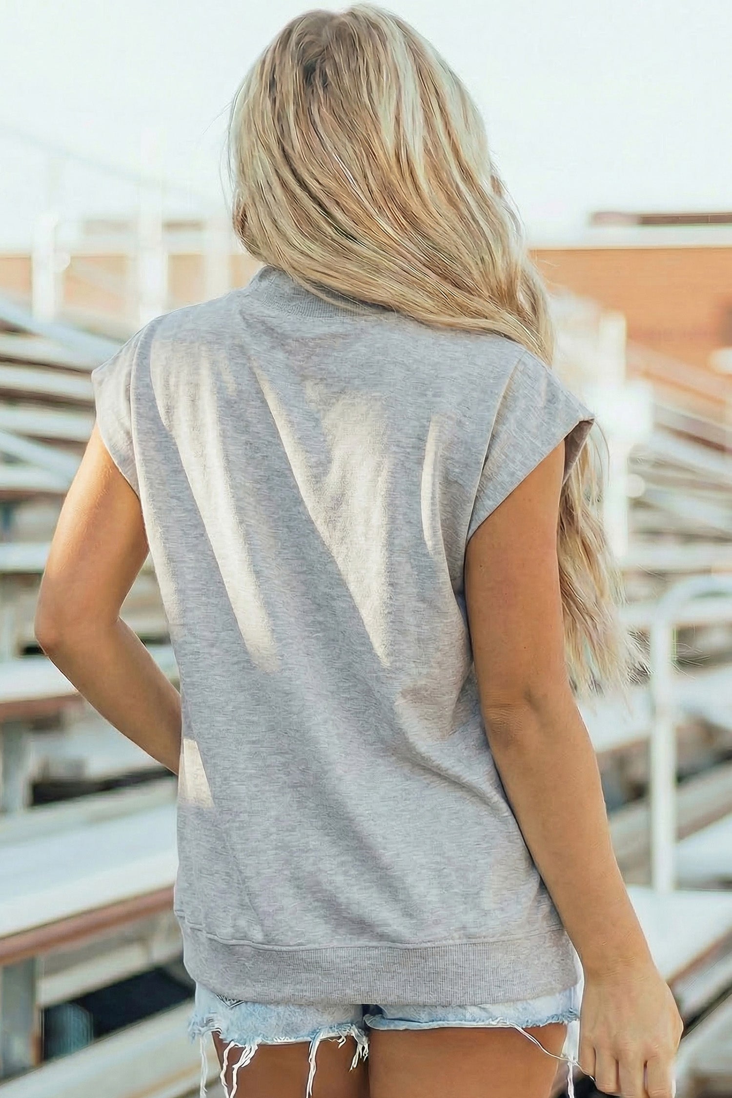 Everyday Chic | High Neck Cap Sleeve Top Relaxed Fit Blouse