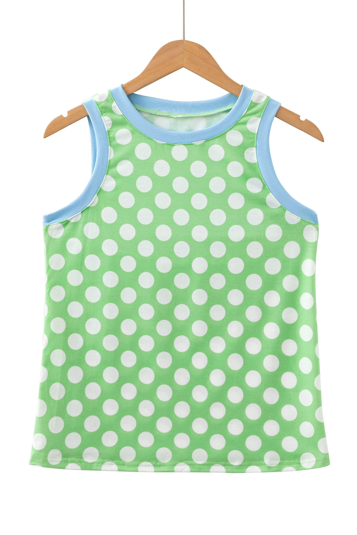 Polka Dot Contrast Trim Round Neck Loose Tank Top — women's everyday top | J&H Apparel