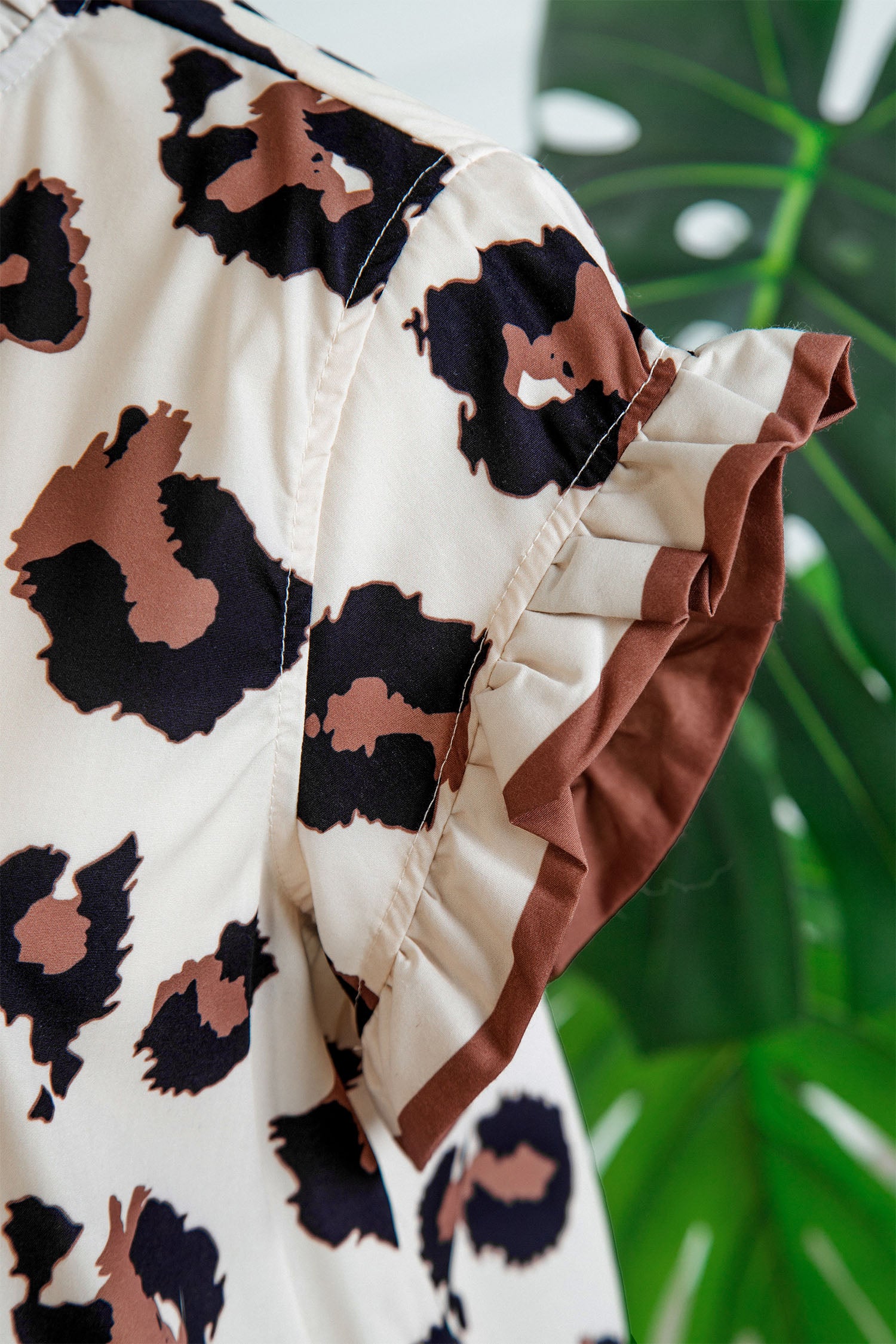 Leopard Print Ruffle Sleeve Blouse — women's everyday blouse | J&H Apparel