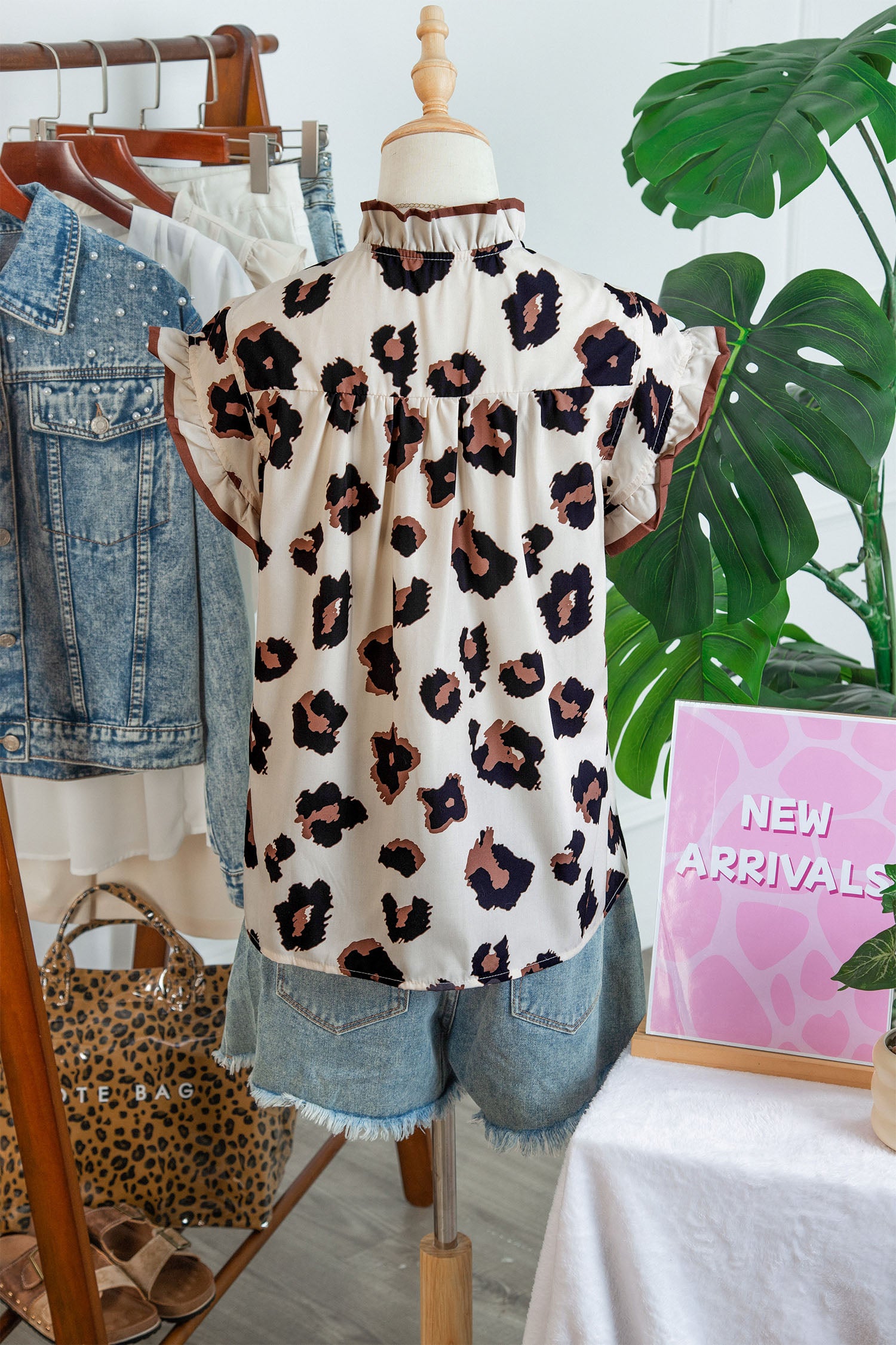 Leopard Print Ruffle Sleeve Blouse — women's everyday blouse | J&H Apparel