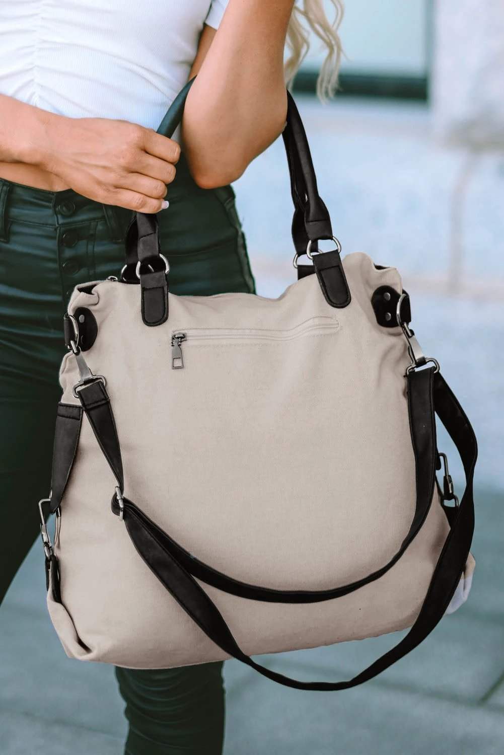 beige casual five-pointed star canvas tote bag for women casual everyday outfit