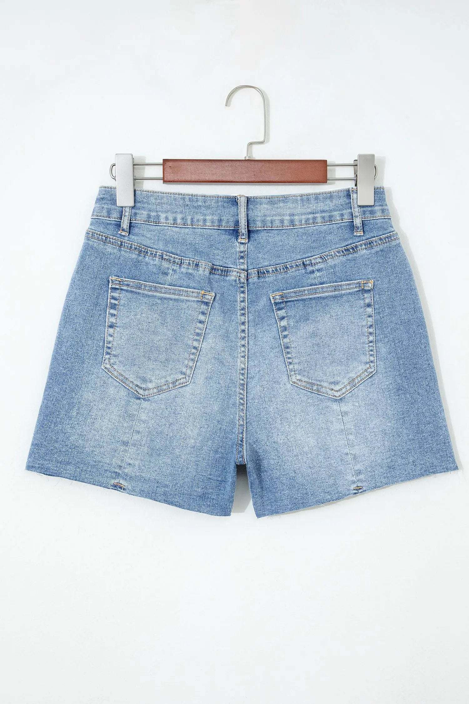 Dear-Lover Dropshipping Beau Blue Acid Wash Raw Hem Denim Shorts - Denim Shorts Bottoms/Denim Shorts