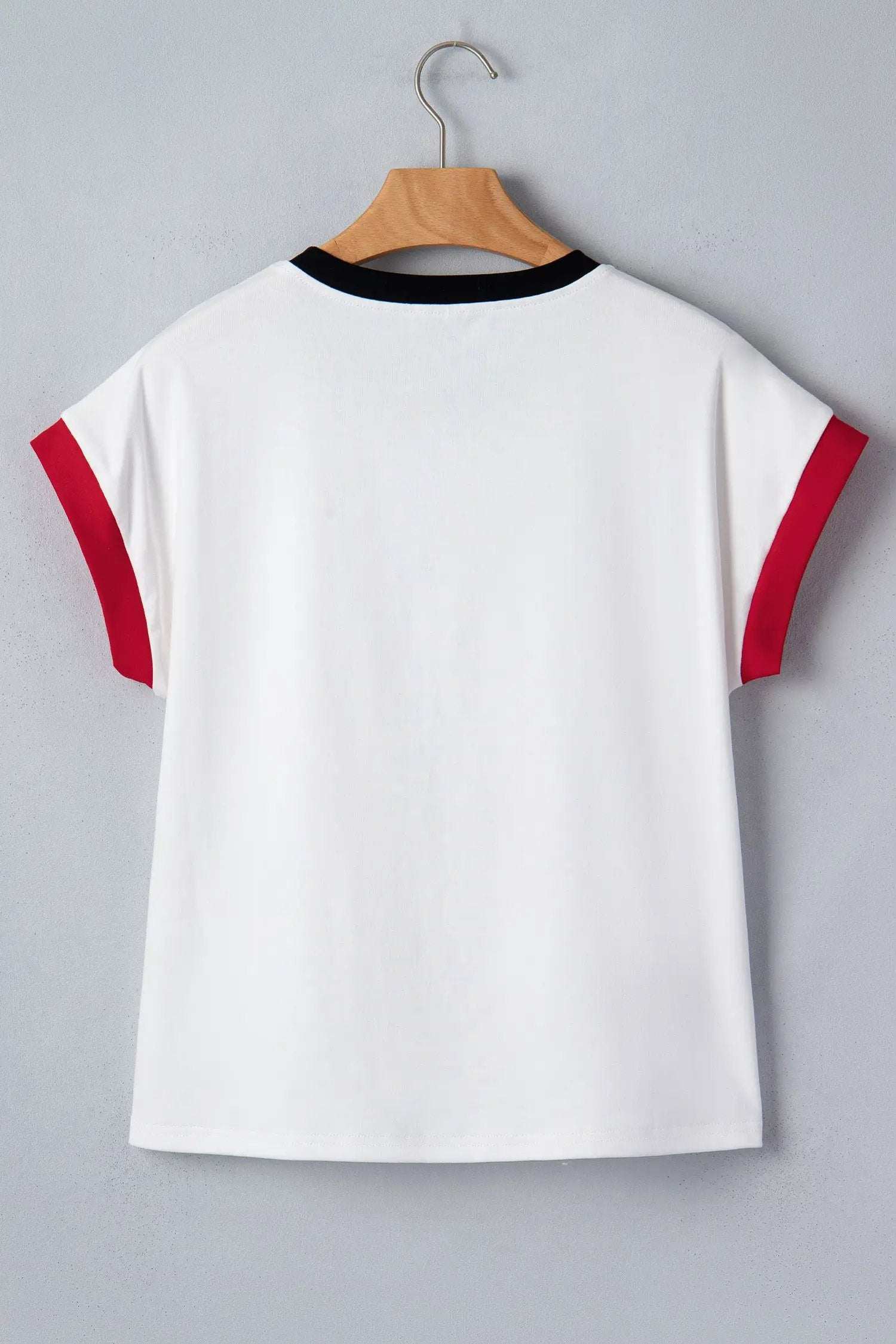 Star-Spangled Shine relaxed fit t-shirt with USA sequin graphic and color-block trim