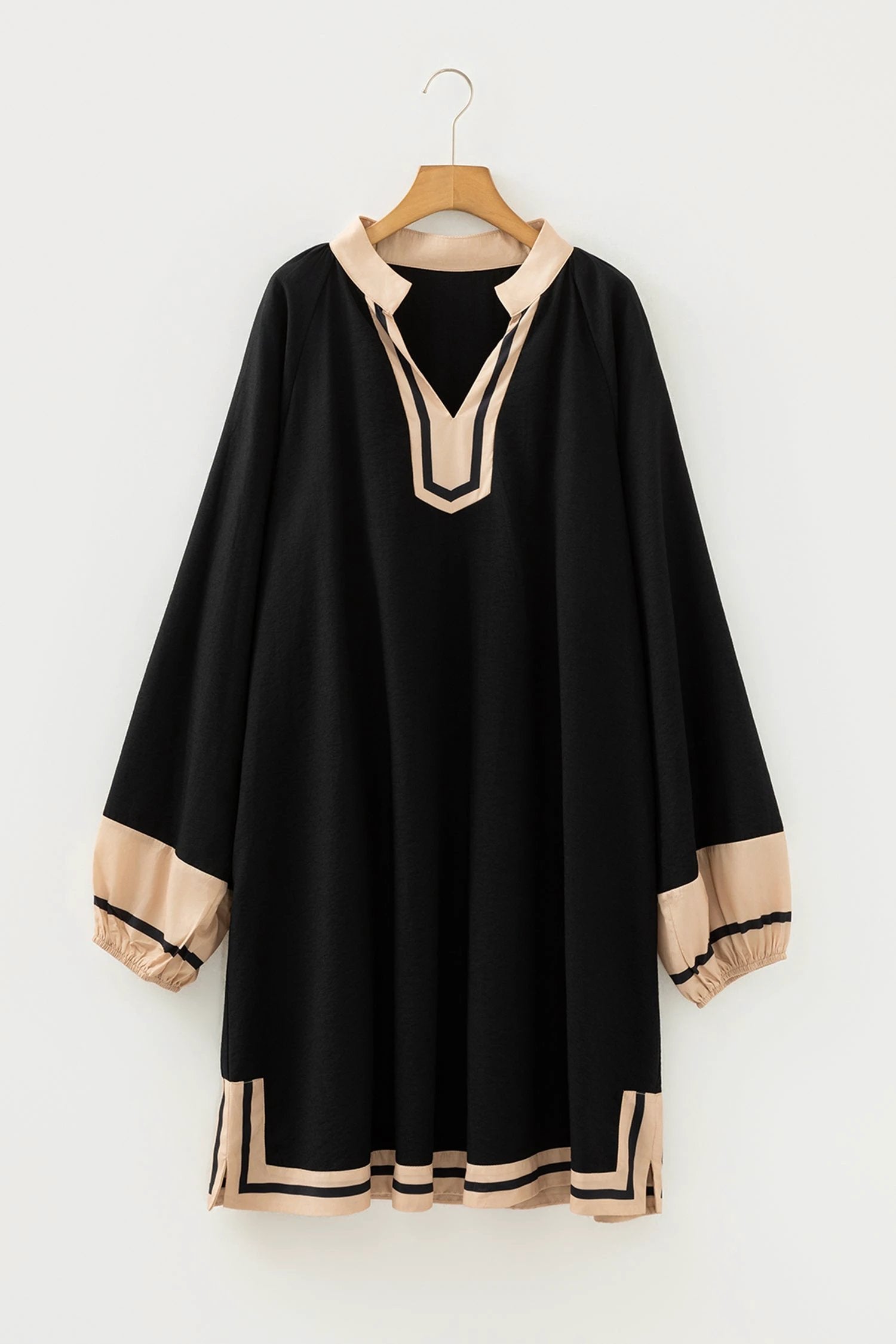 plus size color block V-neck dress
