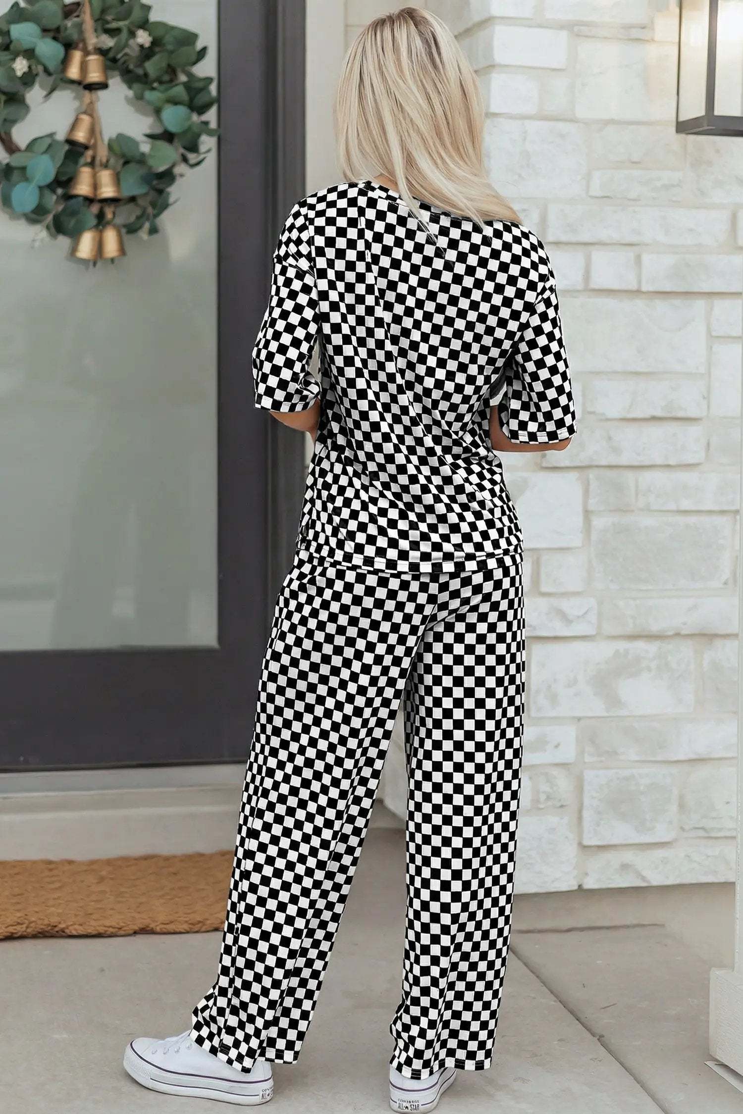 Checkered two-piece outfit set
