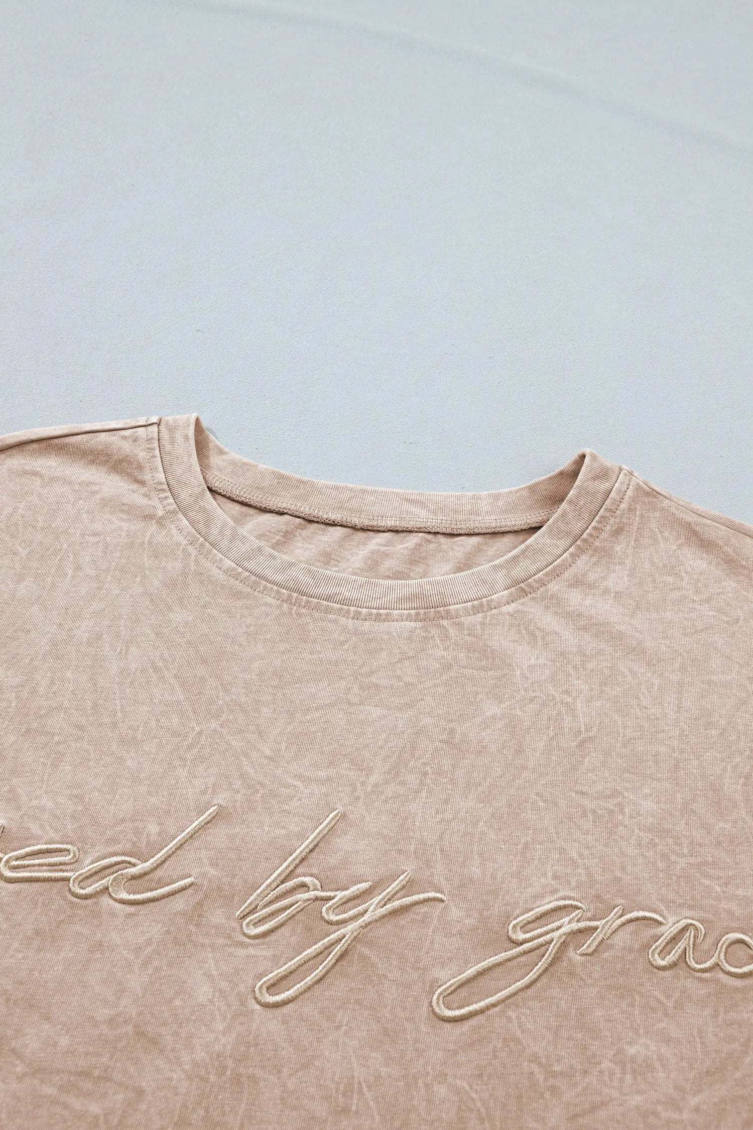 Dear-Lover Dropshipping Casual saved by grace Mineral Washed Cotton T Shirt - T-Shirts Graphic/Graphic Tees
