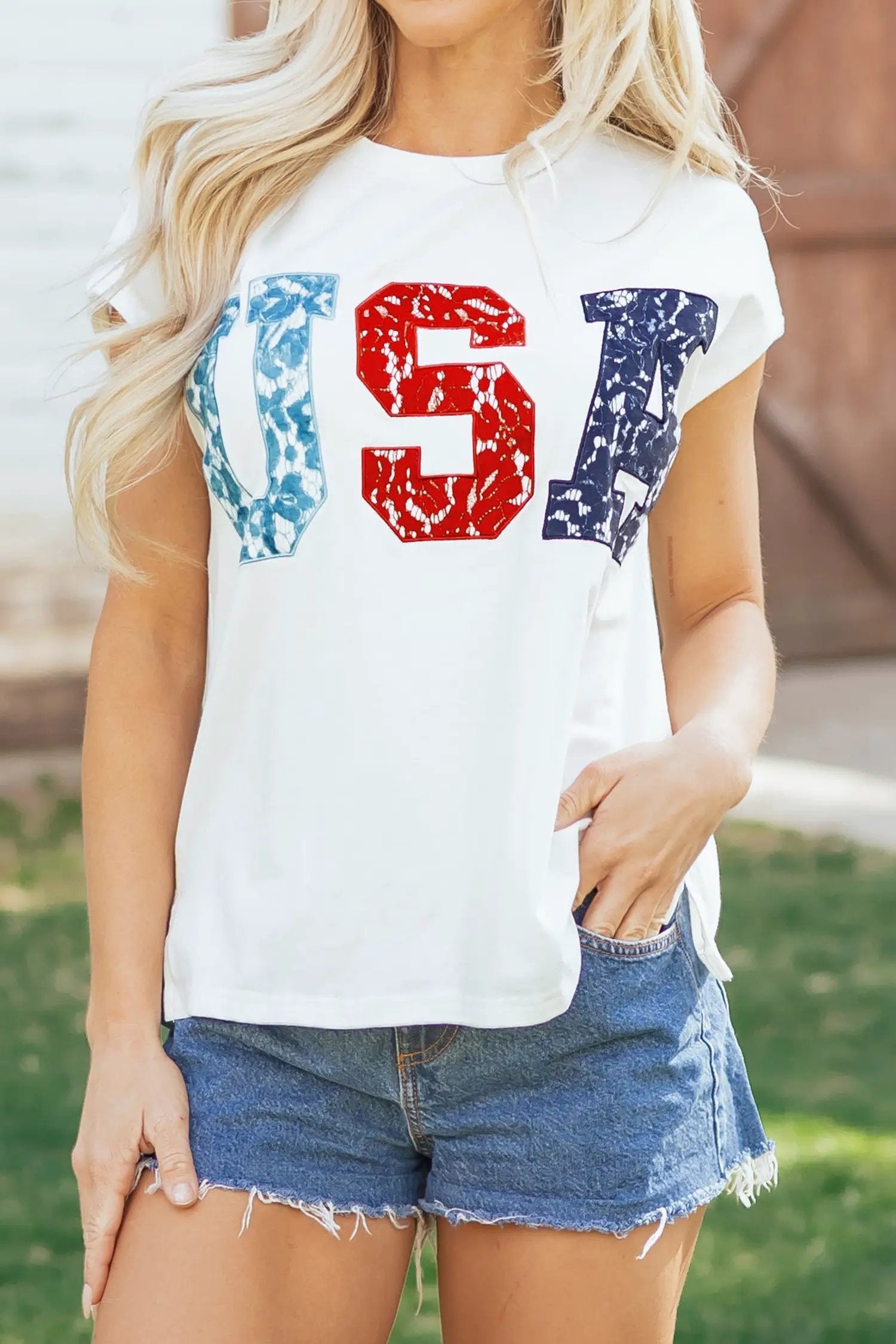 USA color block dolman tee