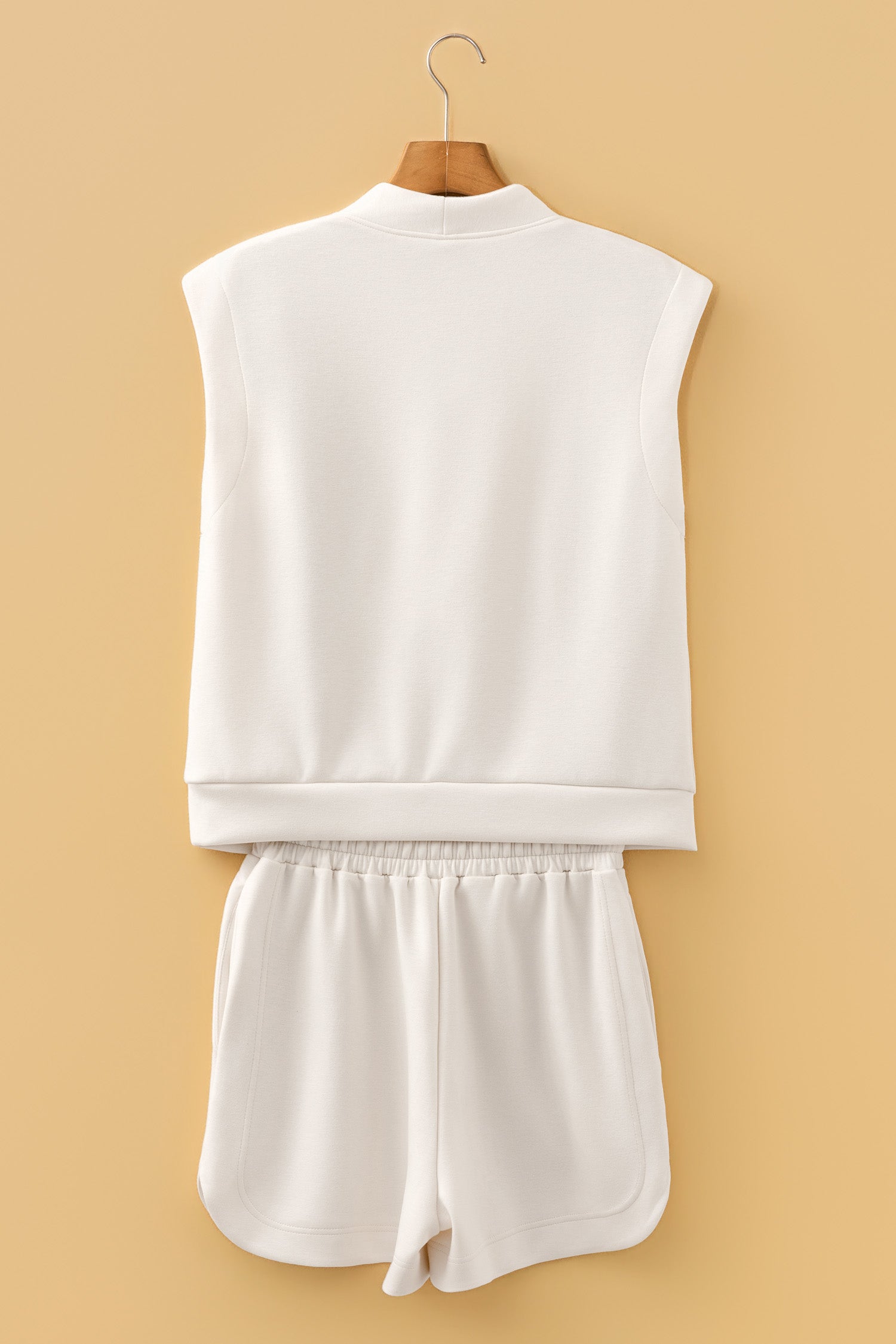 Quarter Zip Sleeveless Top Drawstring Shorts Casual Two-Piece Outfit — women's everyday bottoms | J&H Apparel