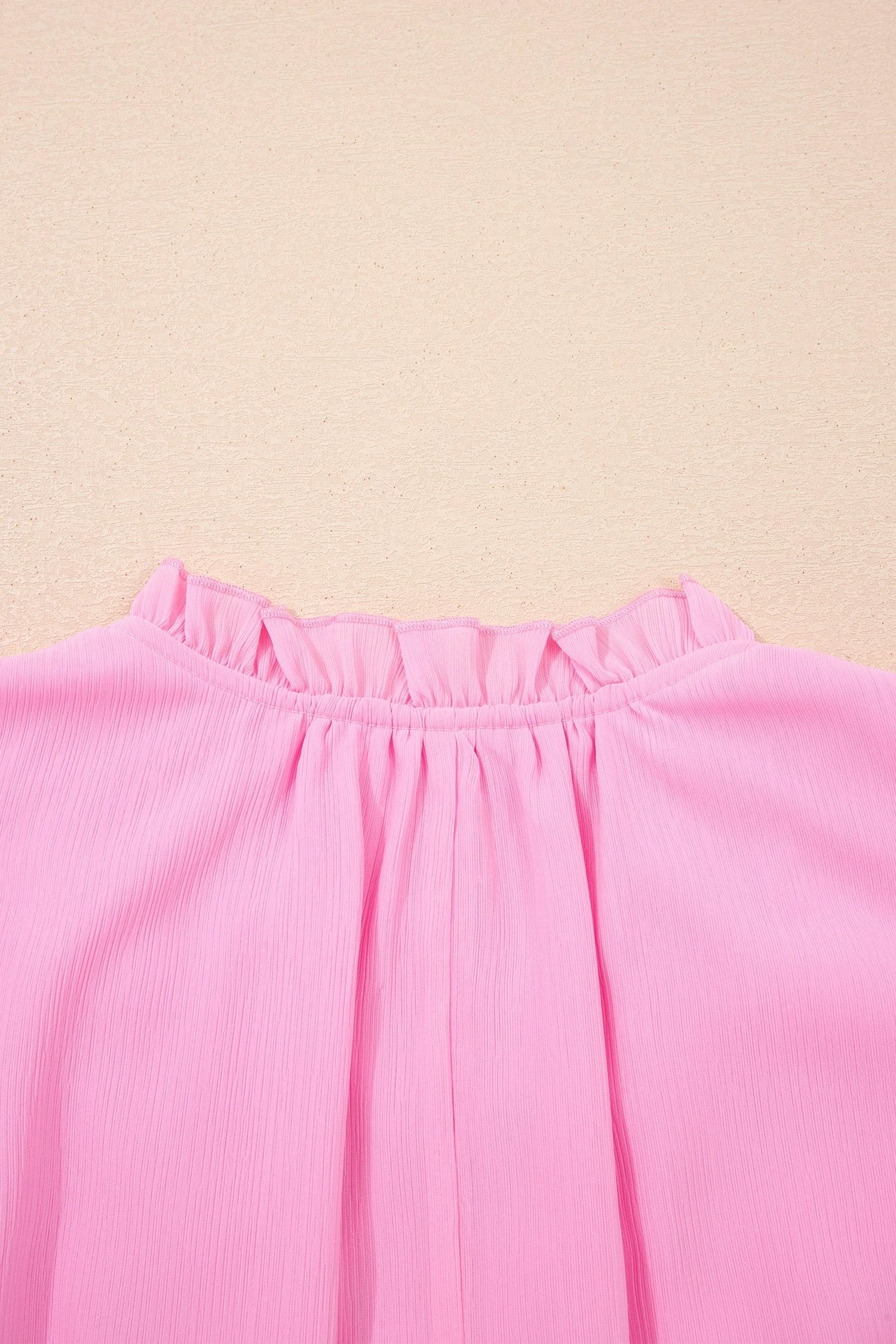 Dear-Lover Dropshipping Bonbon Plus Size Textured Tassel Tie V Neck Ruffle Short Sleeve Blouse - Plus Size/Plus Size Tops/Plus Size Blouses & Shirts