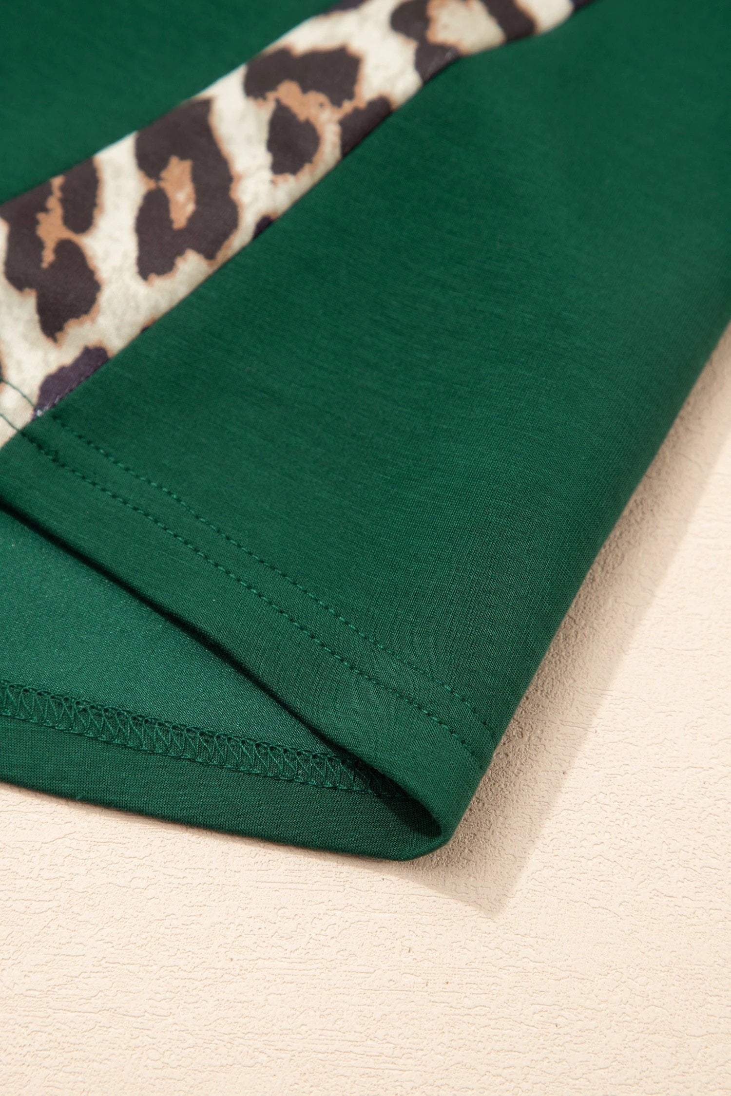 Leopard Trim Sea Green Tee