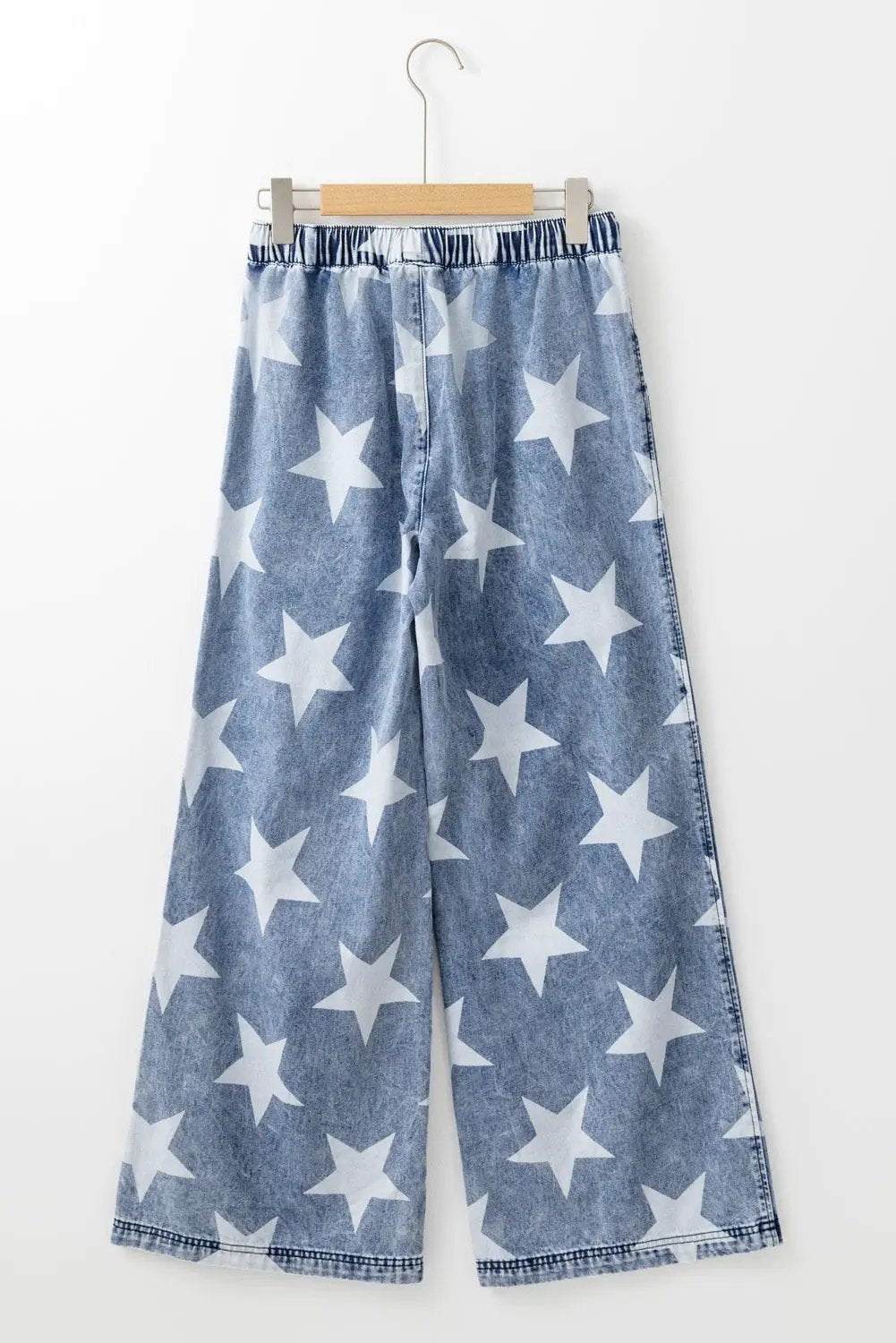 star print wide leg jeans