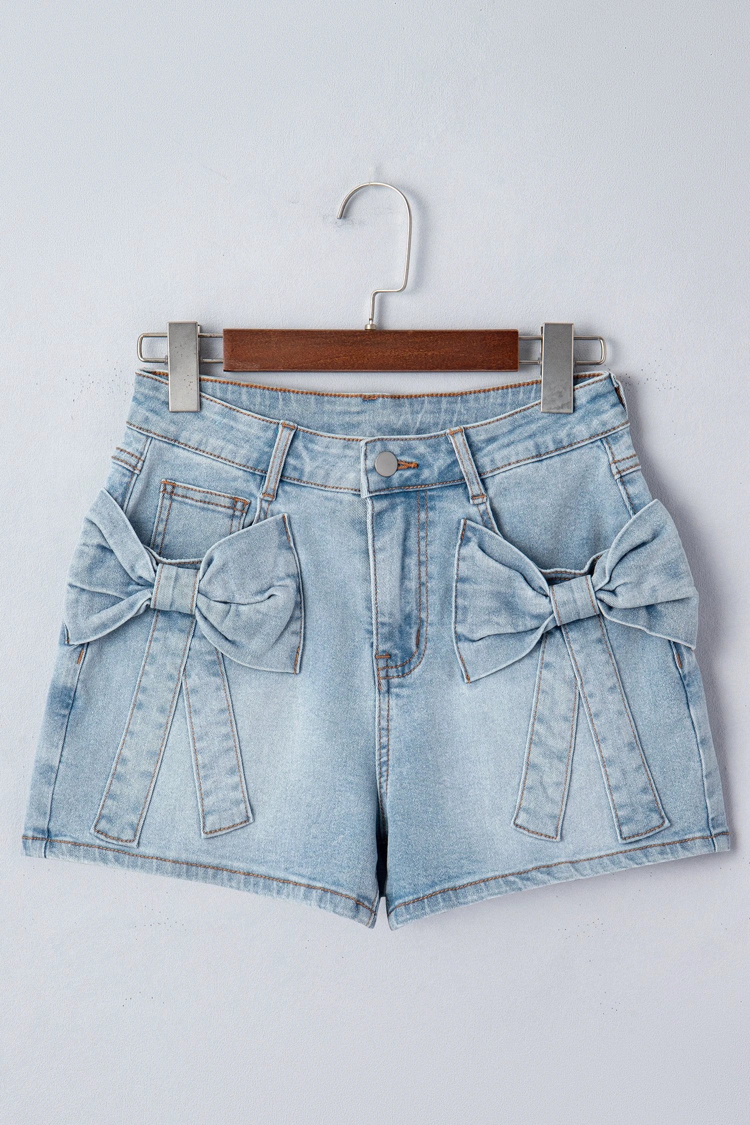  bow detail denim shorts for women casual everyday outfit