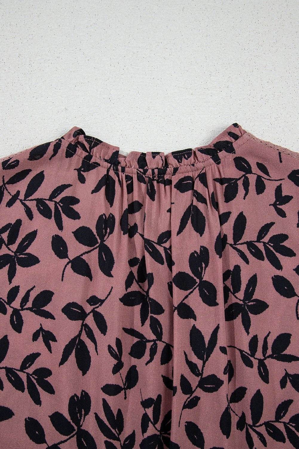Leaf Print Lace-Up Tank Top