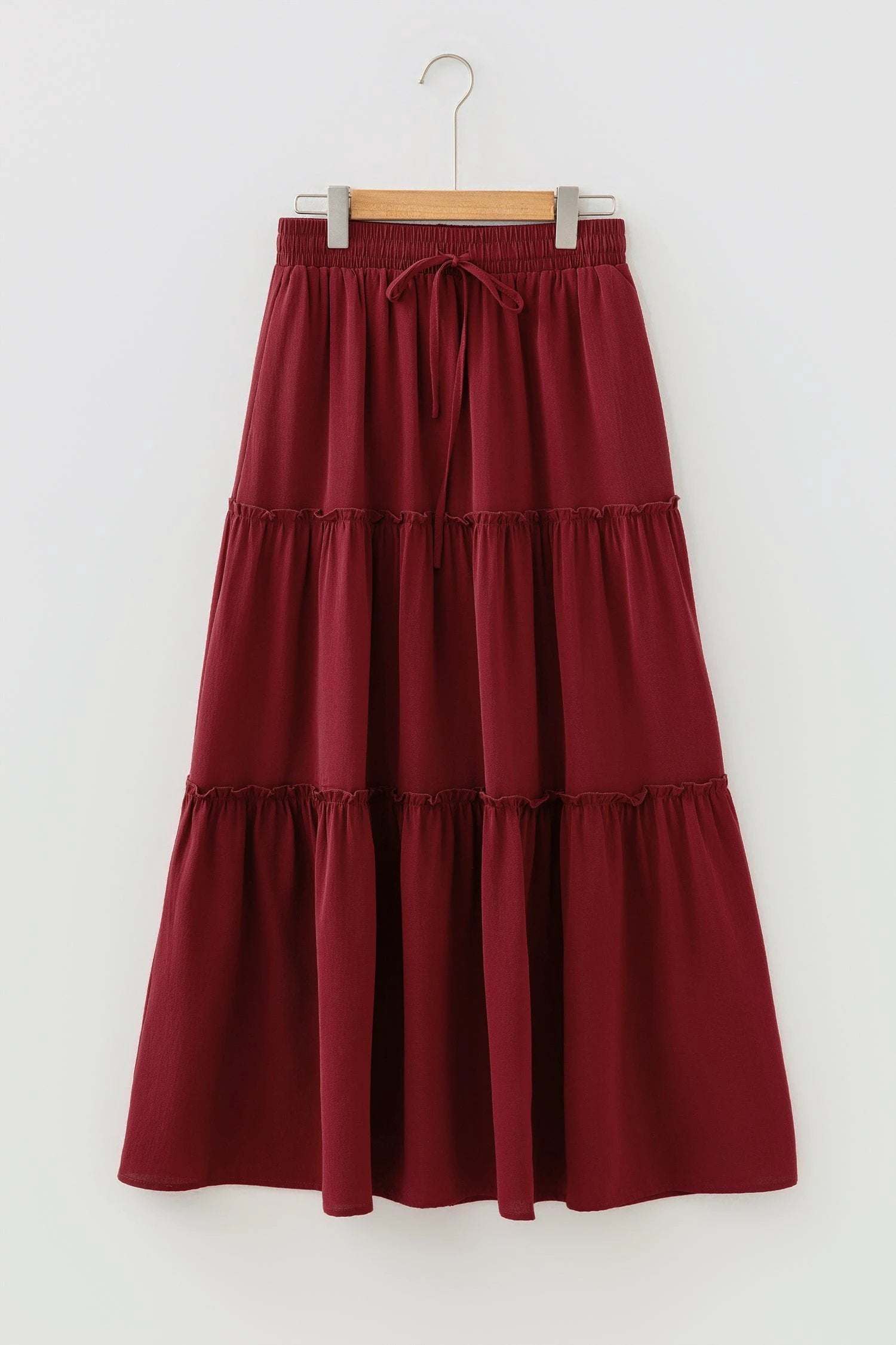  tiered flowy midi skirt for women casual everyday outfit