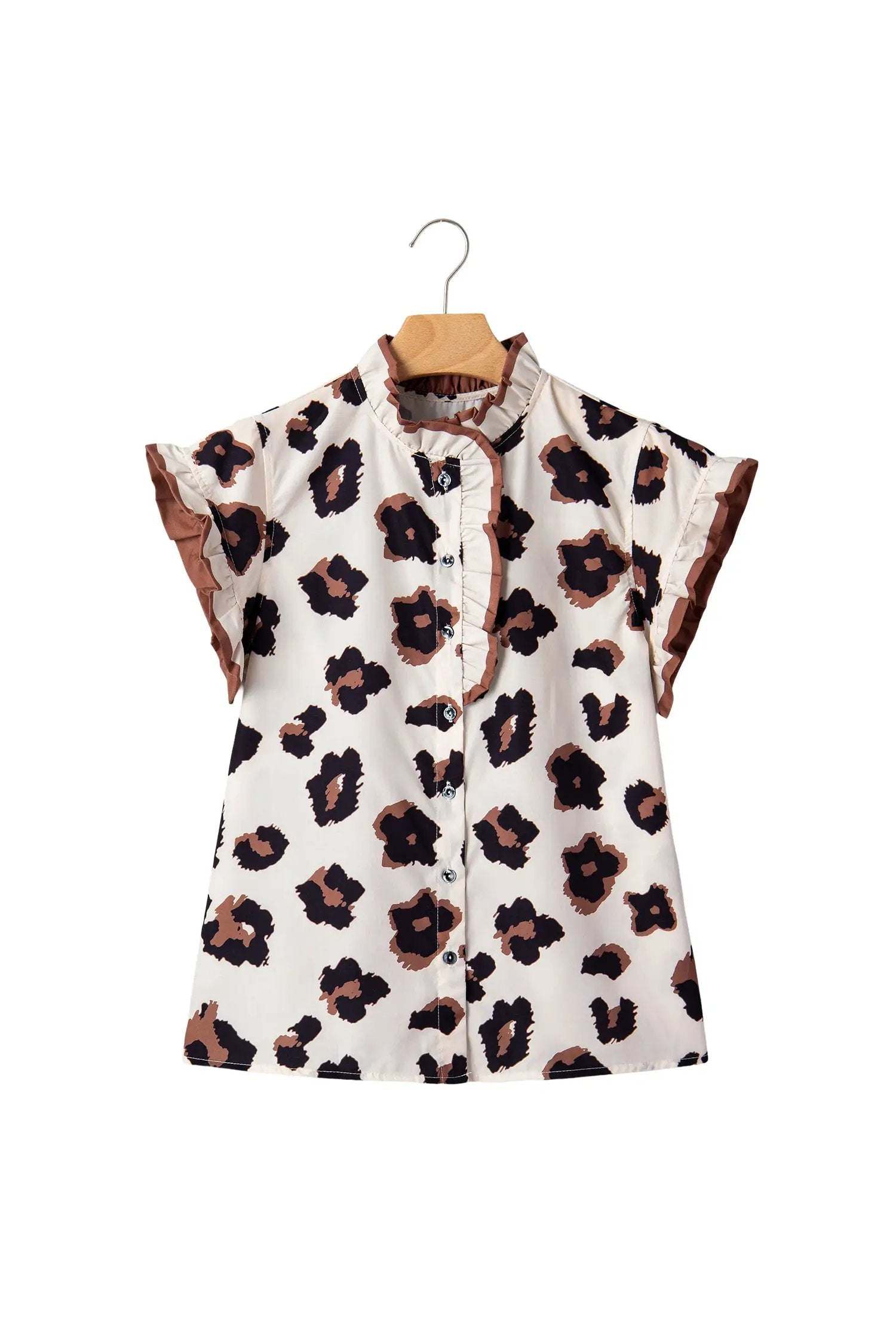 J&H Apparel Leopard Ruffle Blouse - Blouses Tops/Blouses & Shirts