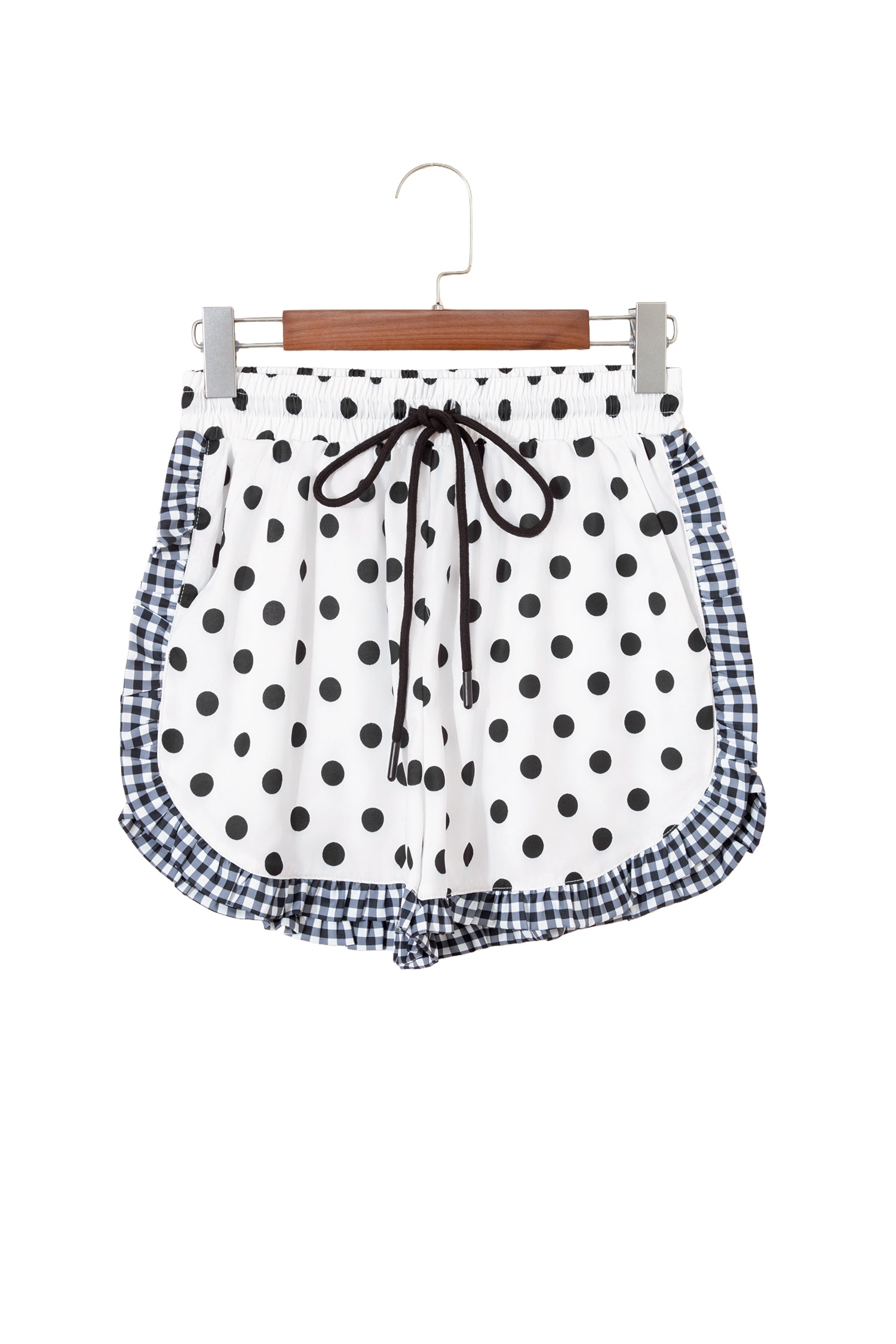 Polka Dot Contrast Ruffle Trim Shorts — women's everyday bottoms | J&H Apparel
