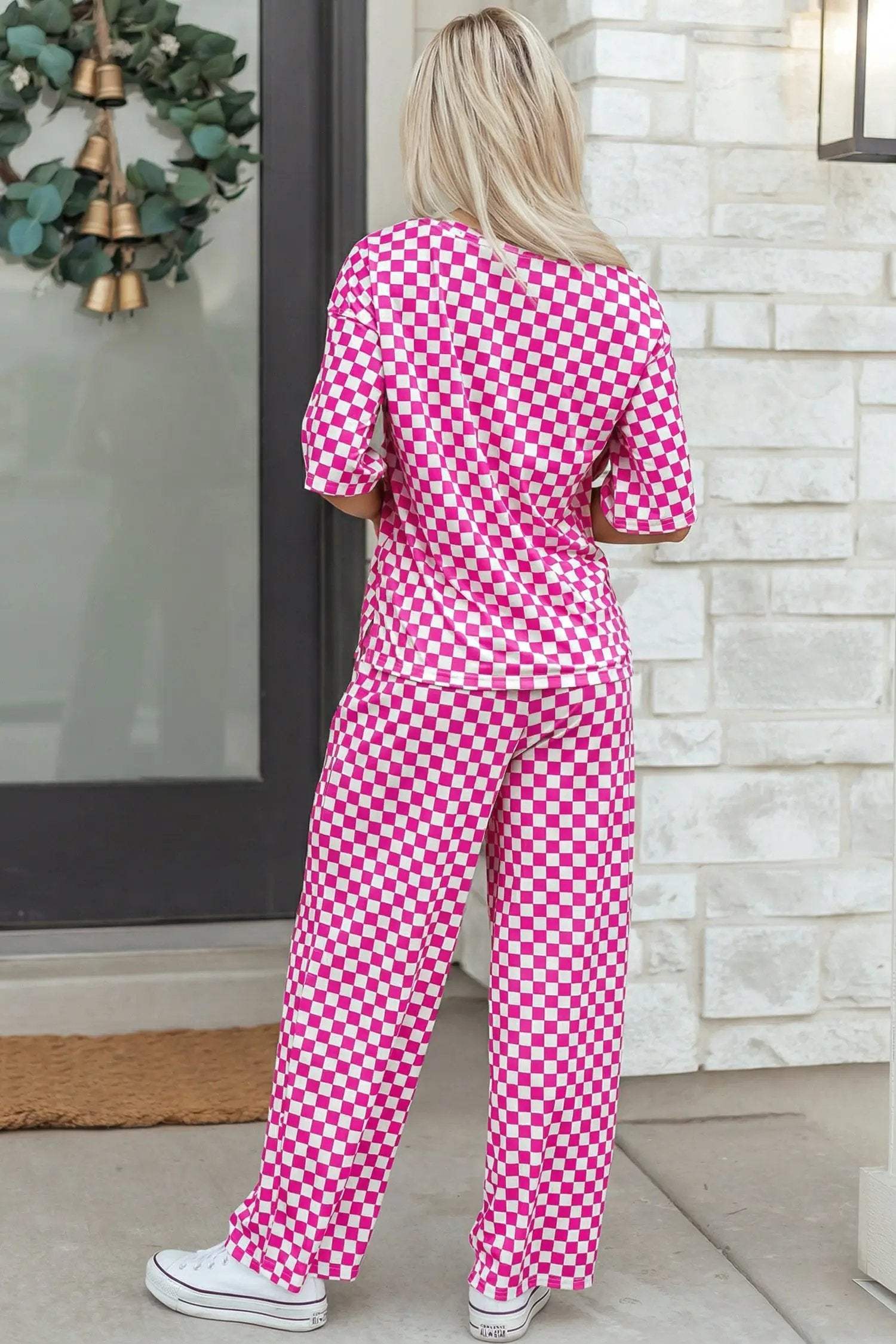 Checkered two-piece outfit set