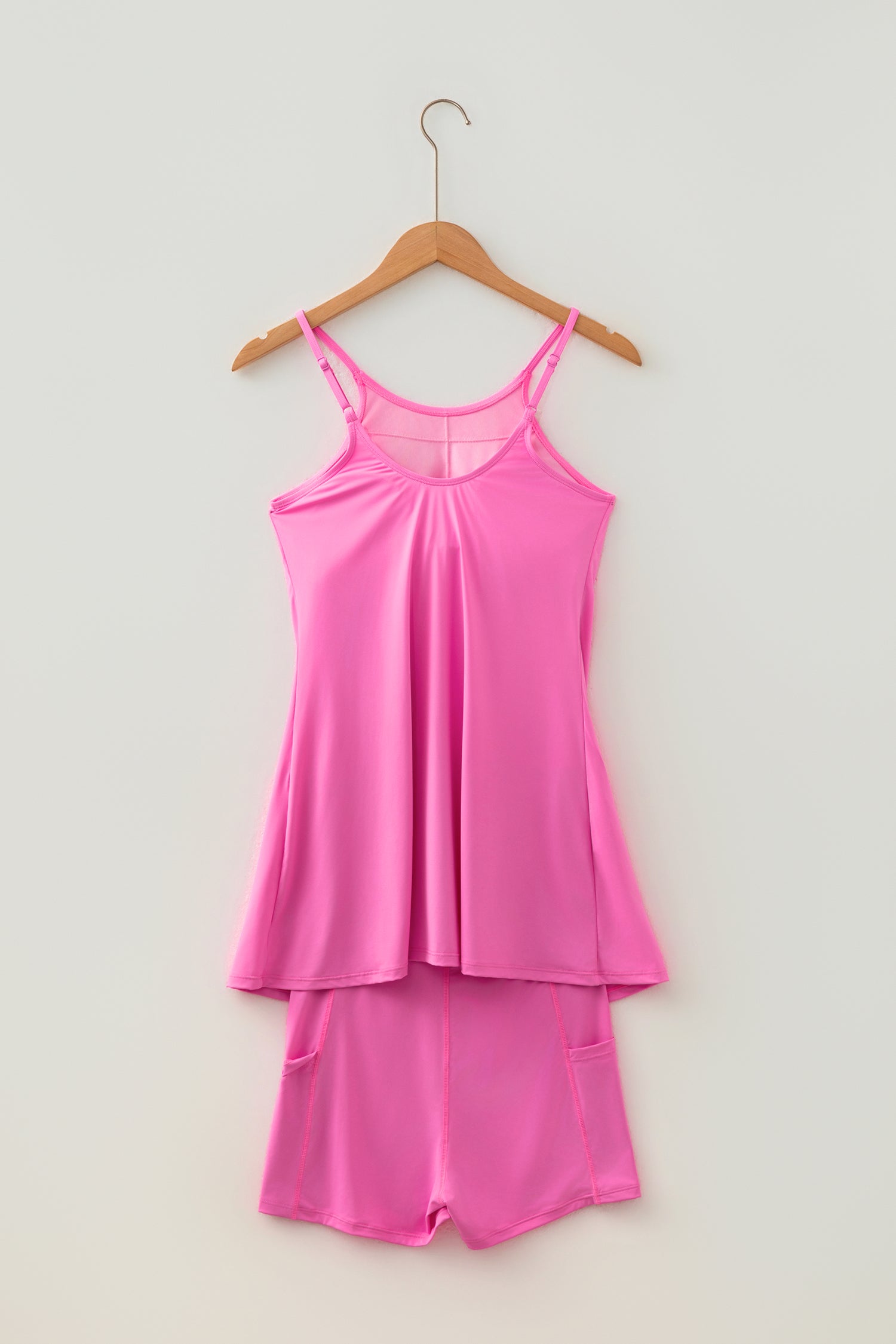 Solid Color Tunic Tank Dress Athletic Shorts Two-Piece Set — everyday dress for women | J&H Apparel