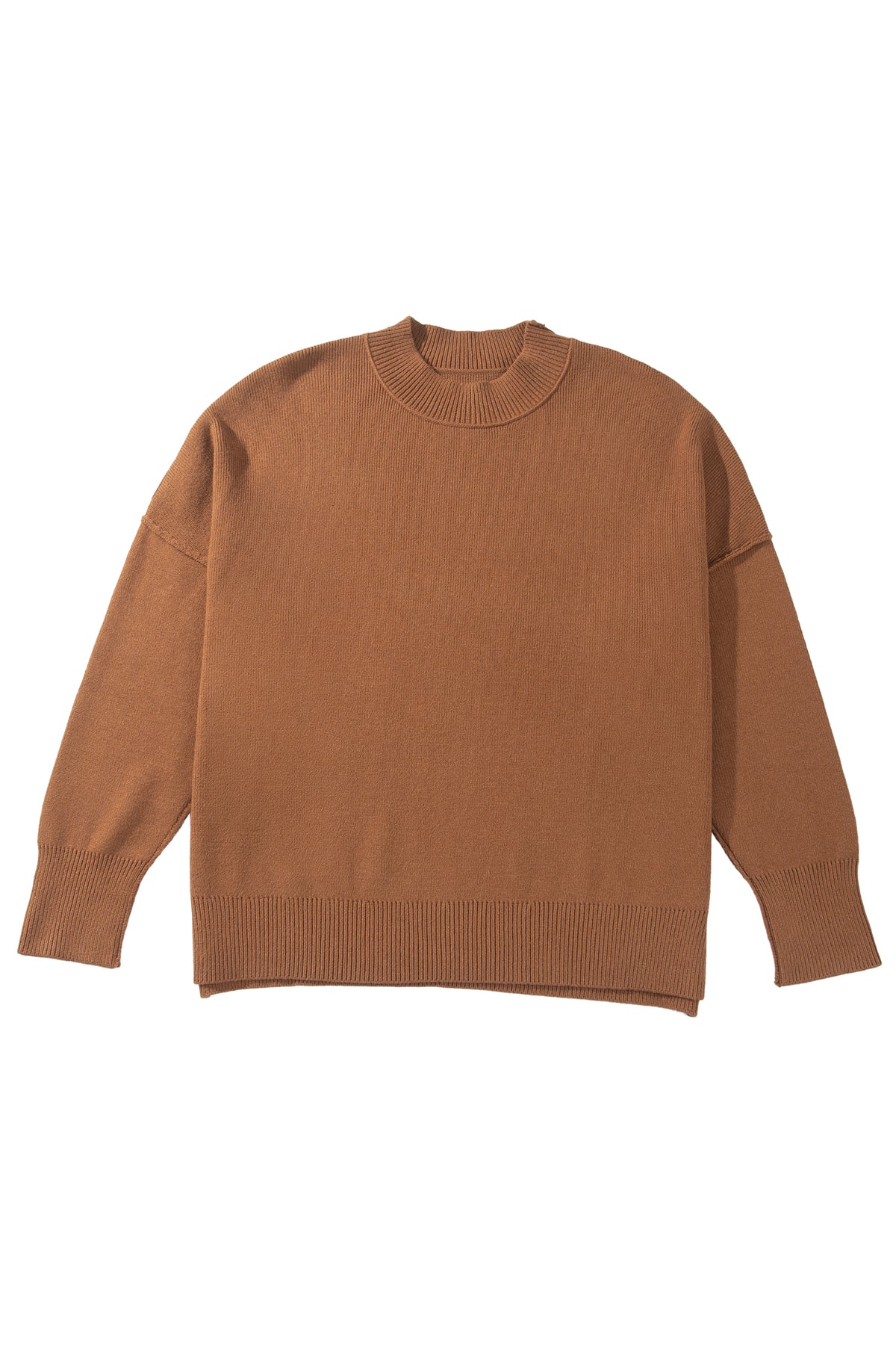 Plus Size Oversized Ribbed Knit Long Sleeve Tunic Sweater