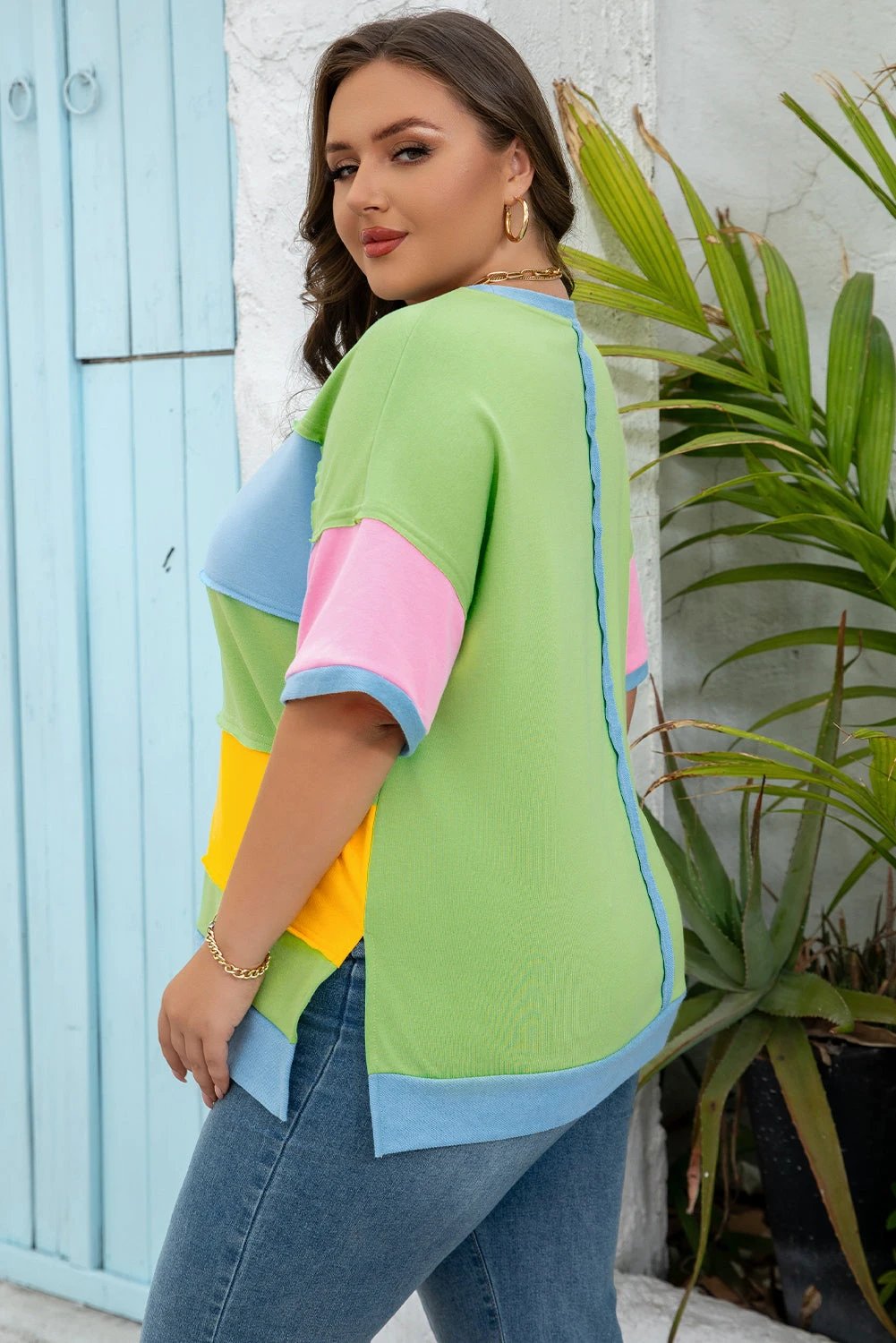 plus size color block tee