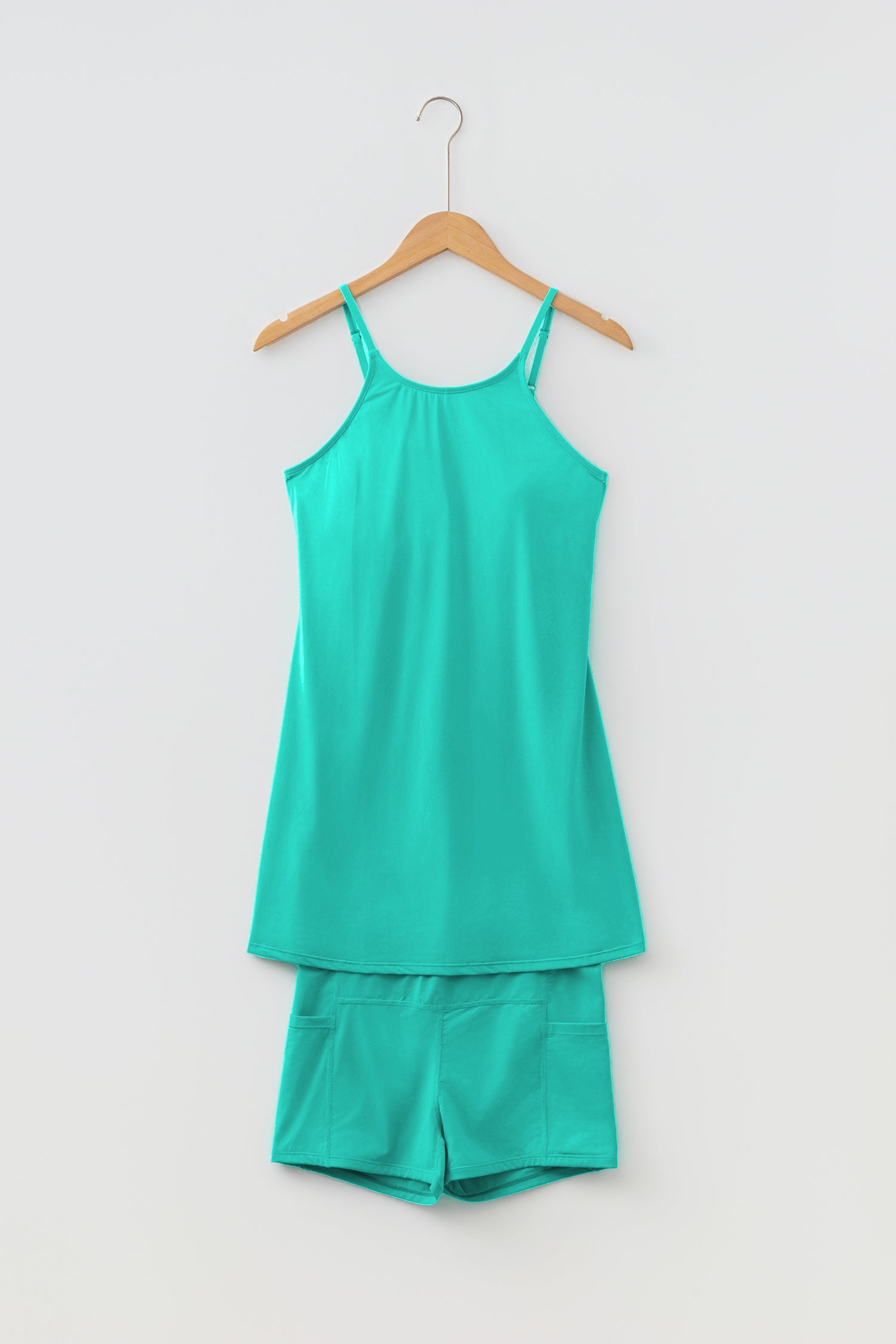 Solid Color Tunic Tank Dress Athletic Shorts Two-Piece Set — everyday dress for women | J&H Apparel