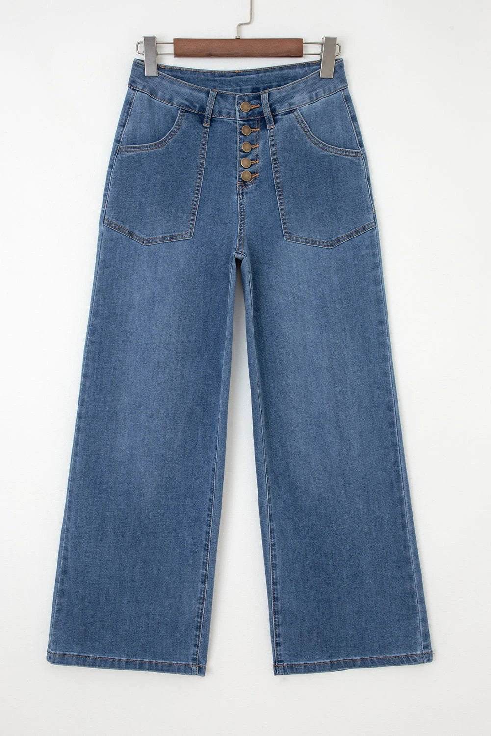 wide leg button jeans for women casual everyday outfit