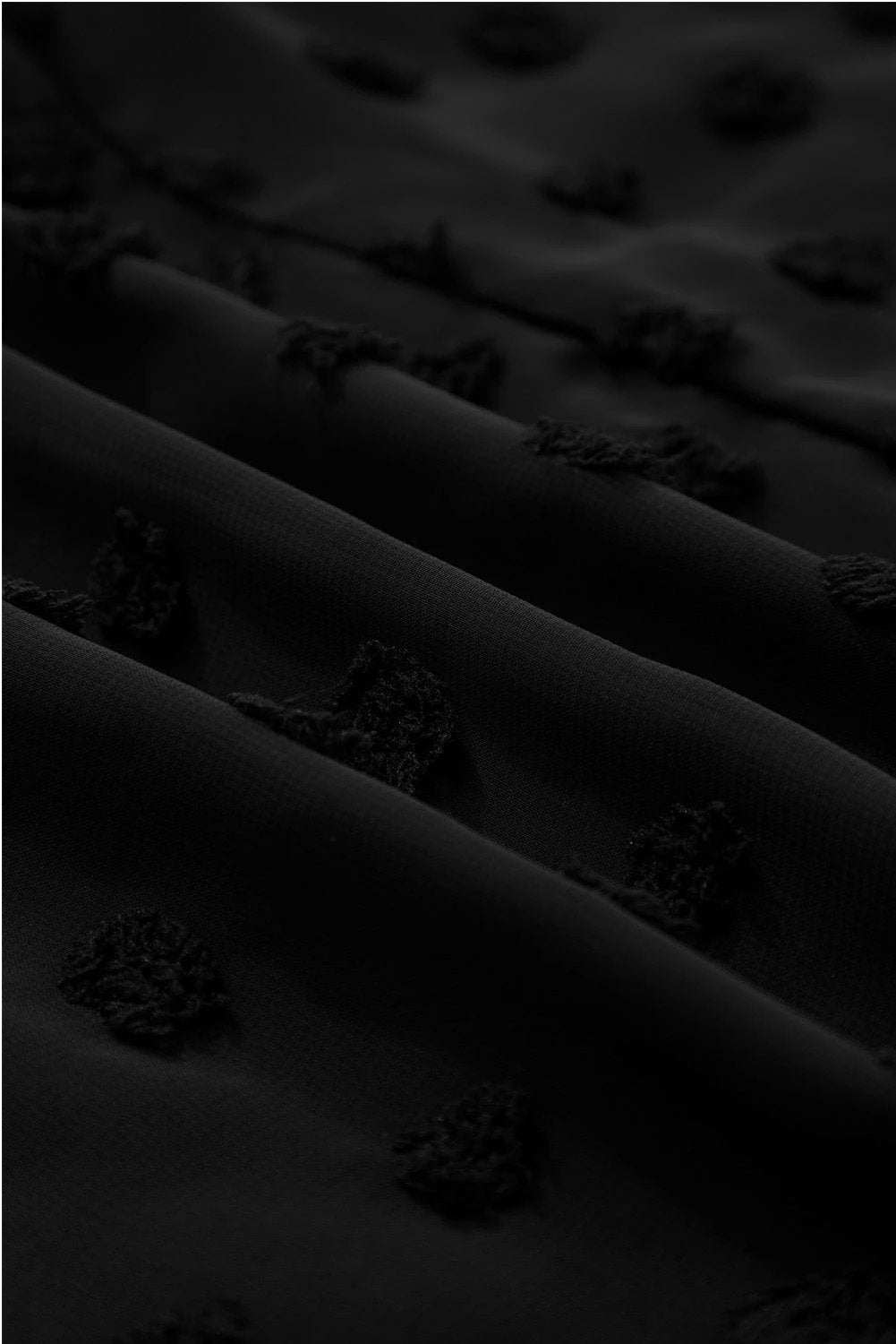 black dotty textured notched neck plus ruffled dress for women casual everyday outfit
