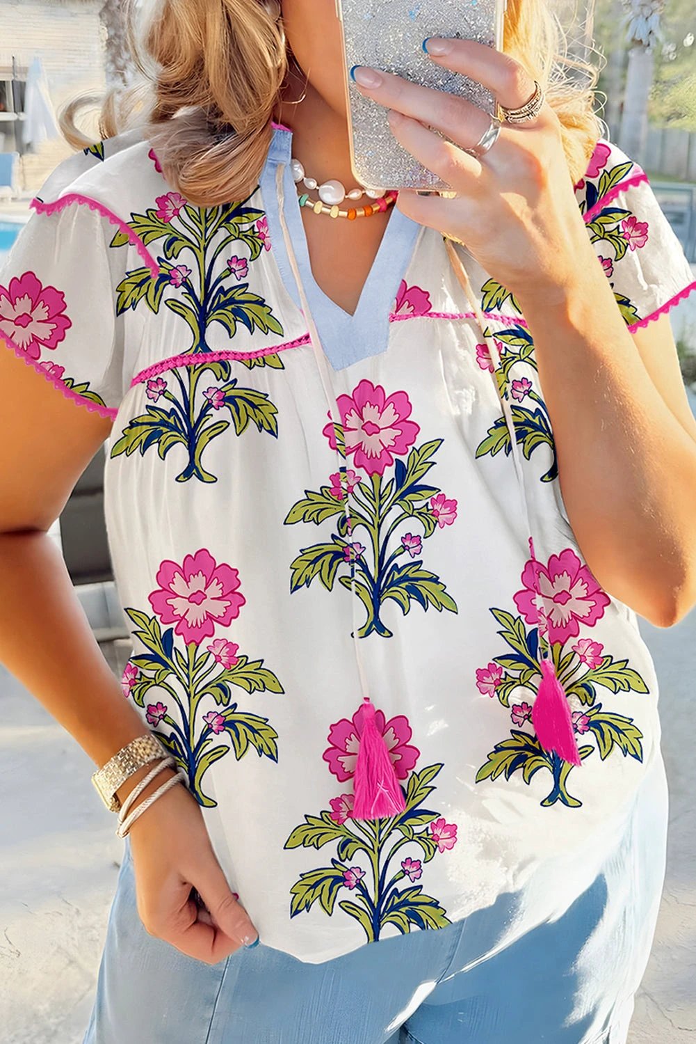 plus size vintage floral blouse