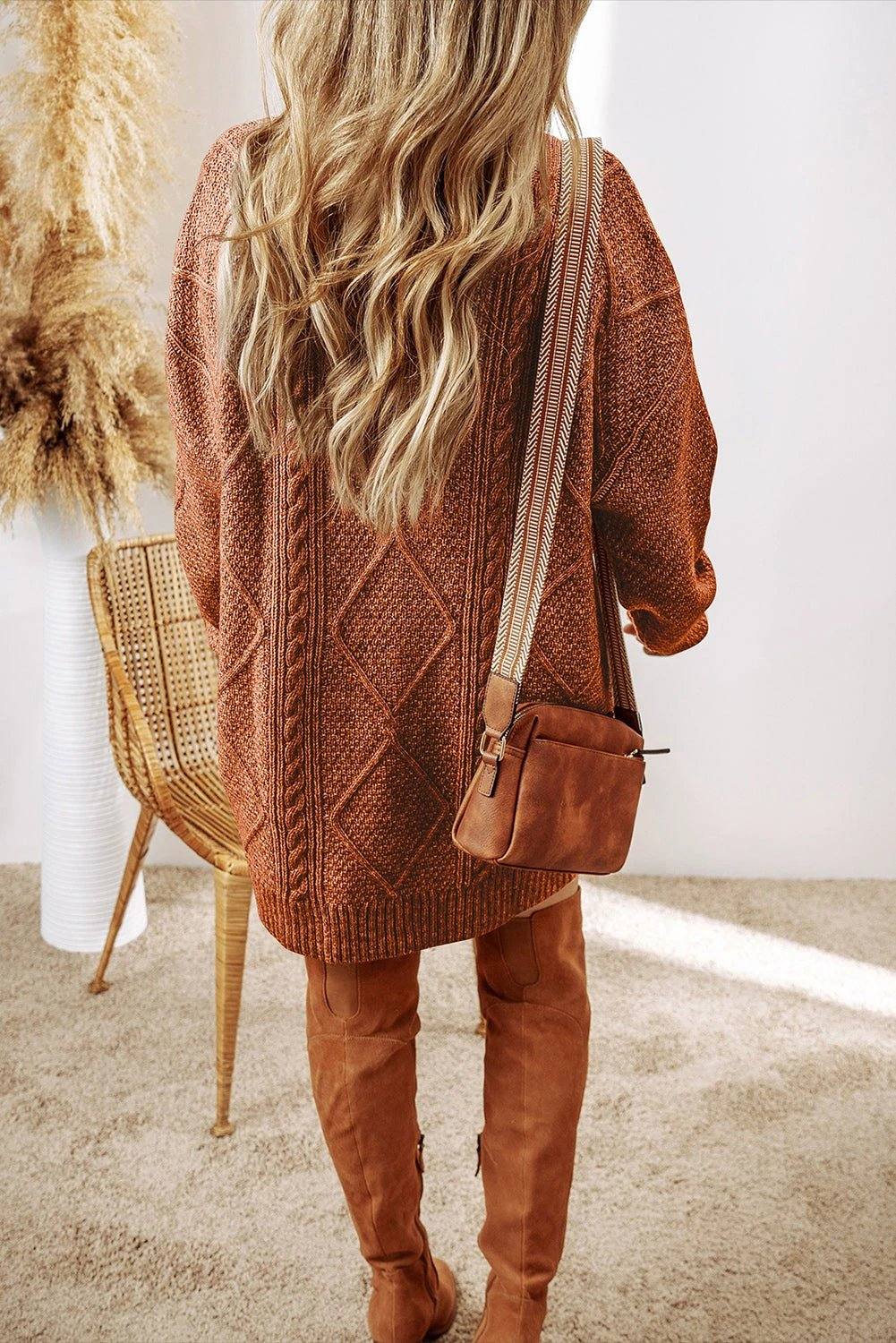 Cable knit drop-shoulder Sweater Dress | Cozy Confidence - Shop now.