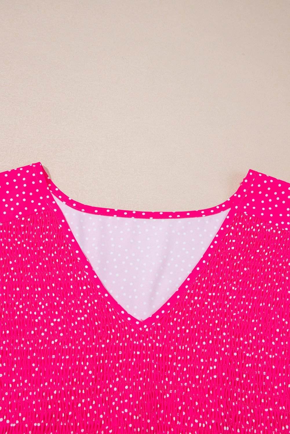 rose polka dot print ruffled smocked high waist plus midi dress for women casual everyday outfit