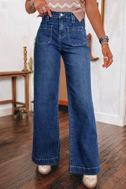 Wide-Leg Pocketed High-Waisted Jeans — women's everyday bottoms | J&H Apparel