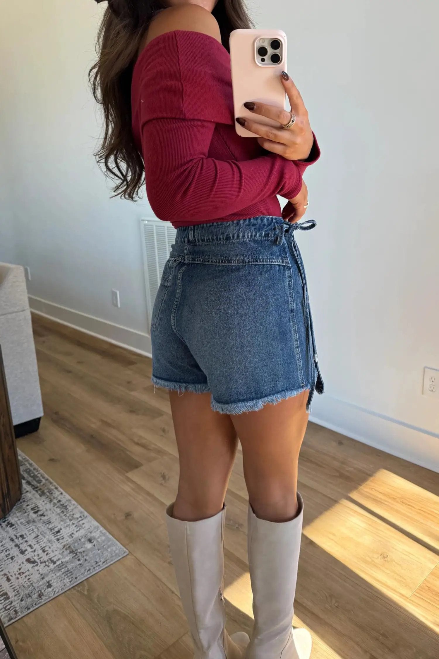 Dear-Lover Dropshipping Ashleigh Blue Wrapped Tied Waist Denim Skort - Bottoms/Skirts & Petticoat