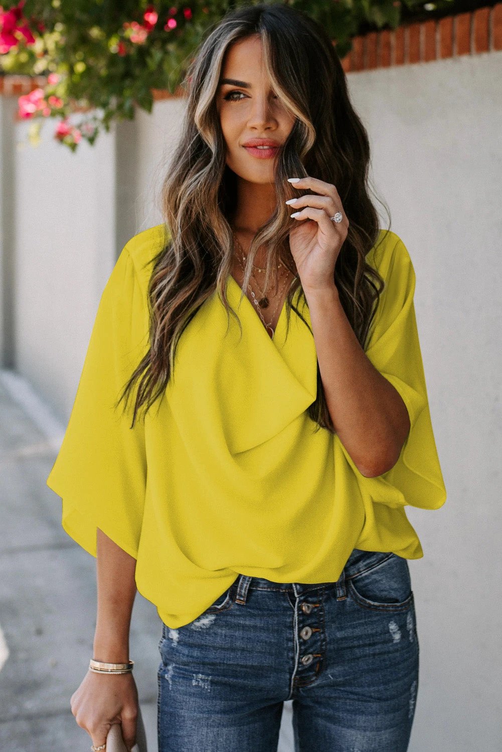short sleeve wrap blouse
