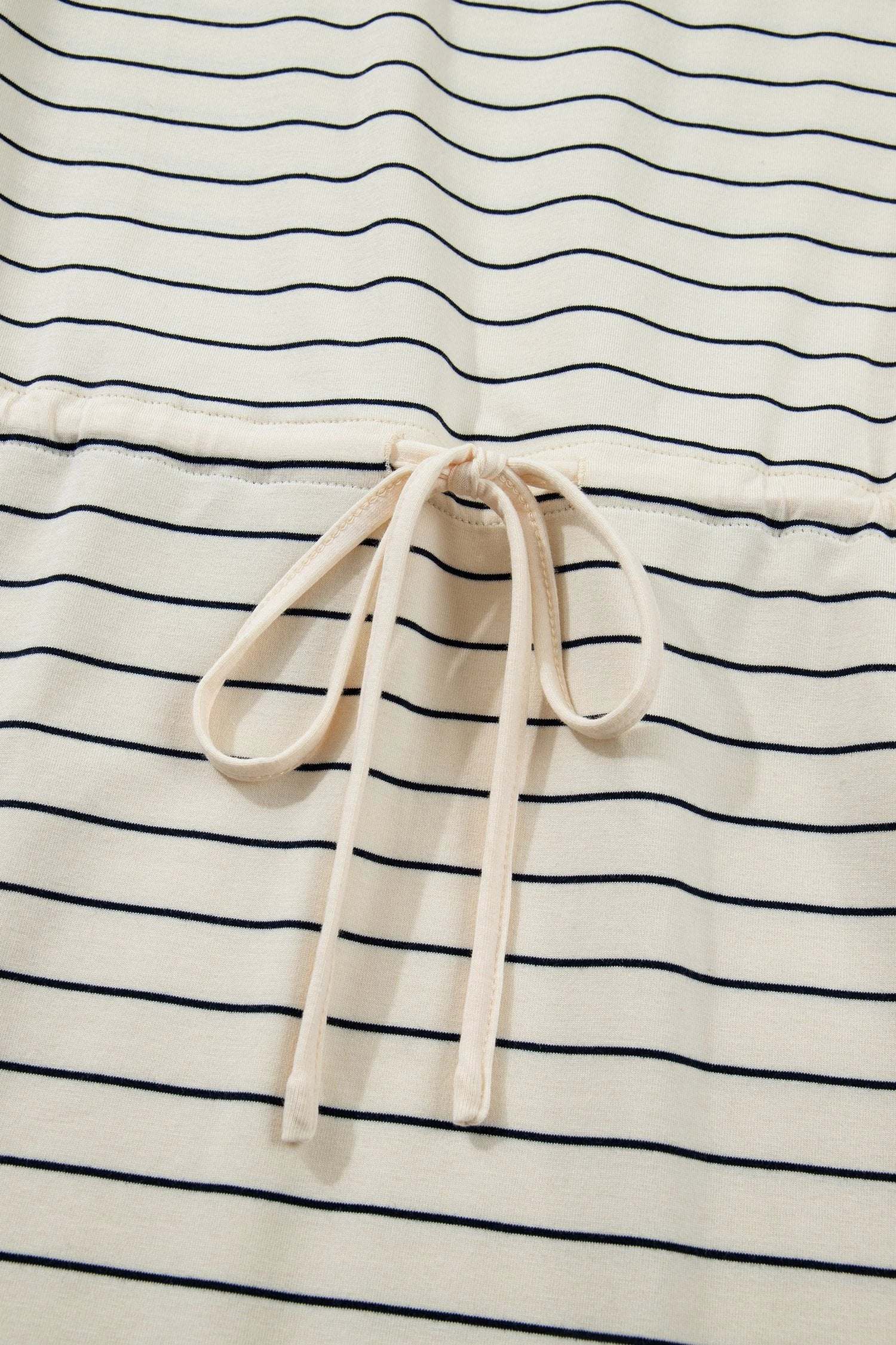 beige stripe drawstring tunic tank mini dress with pockets for women casual everyday outfit