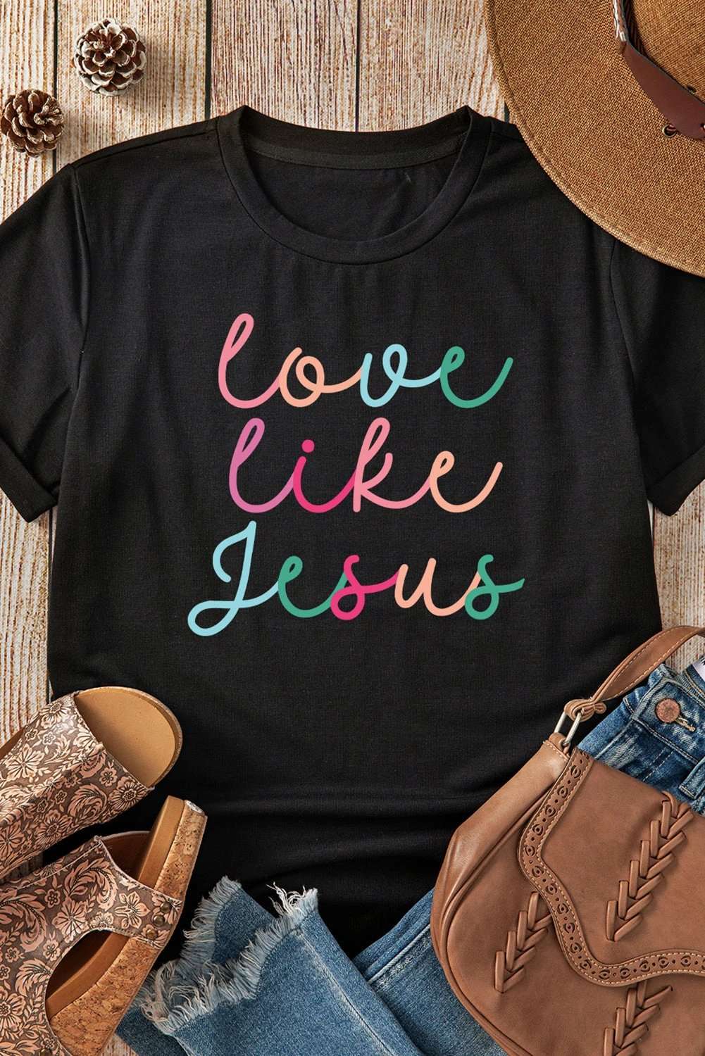 Love Like Jesus Graphic Tee crew neck faith-inspired casual shirt