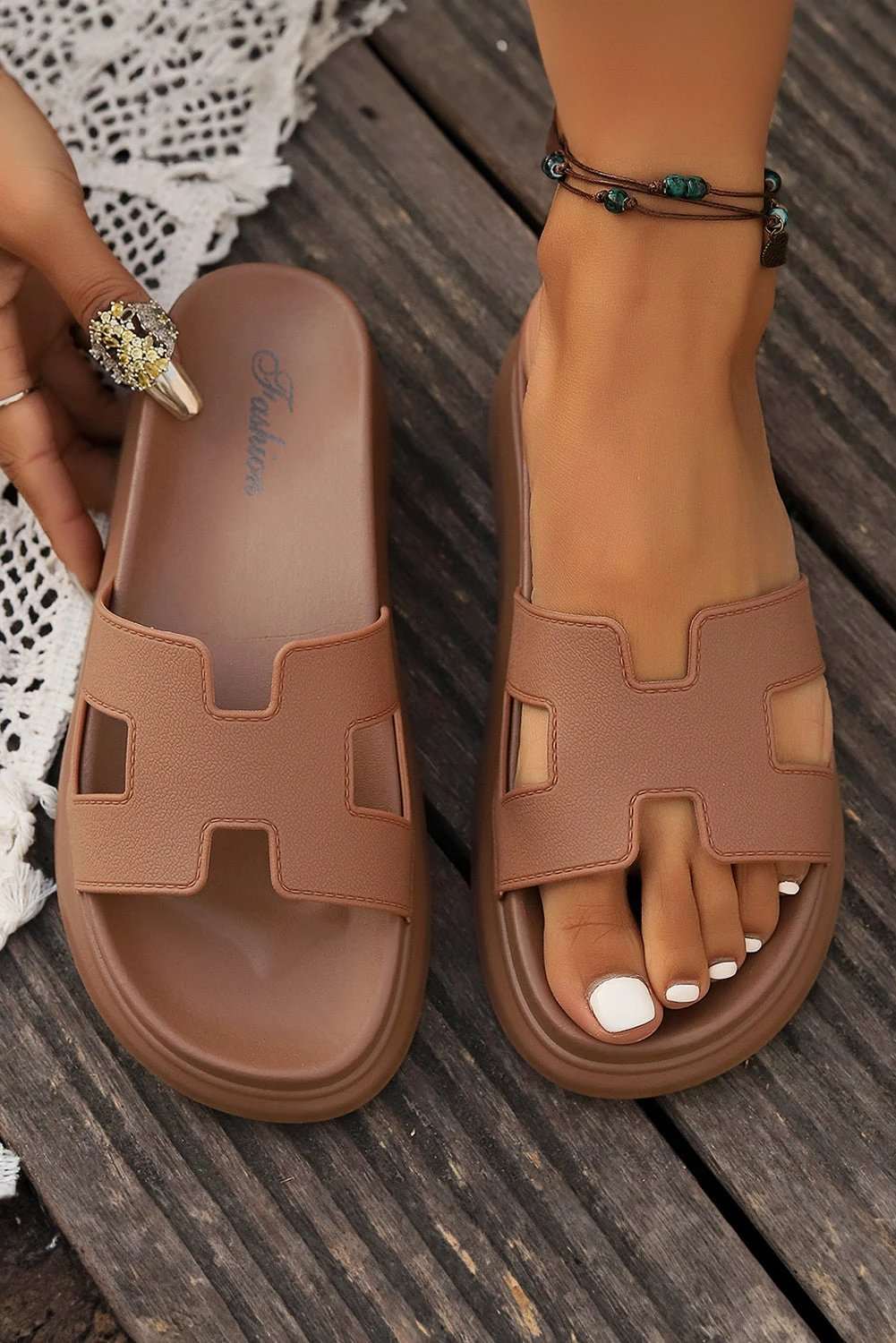 Open Toe Platform Sandals with cutout design and Mom Chic style